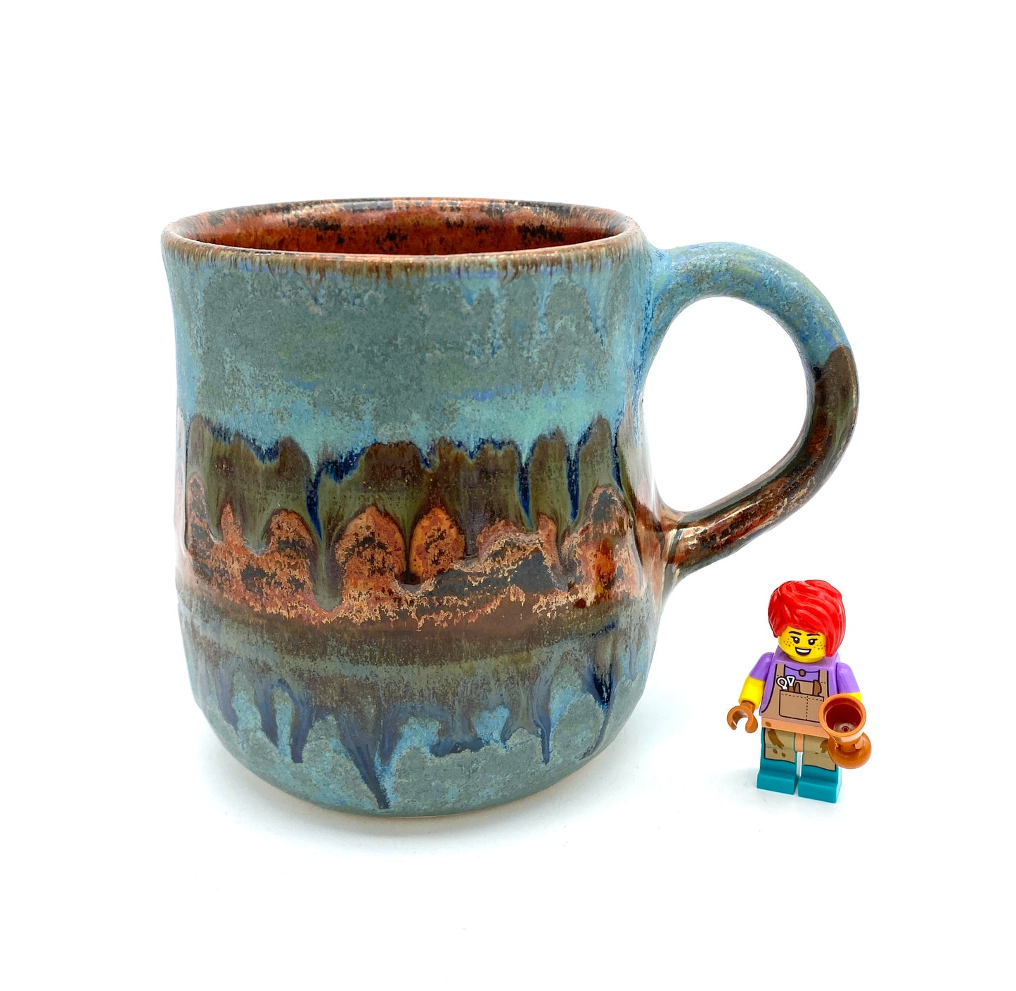 Stunning mug in blues and coppers