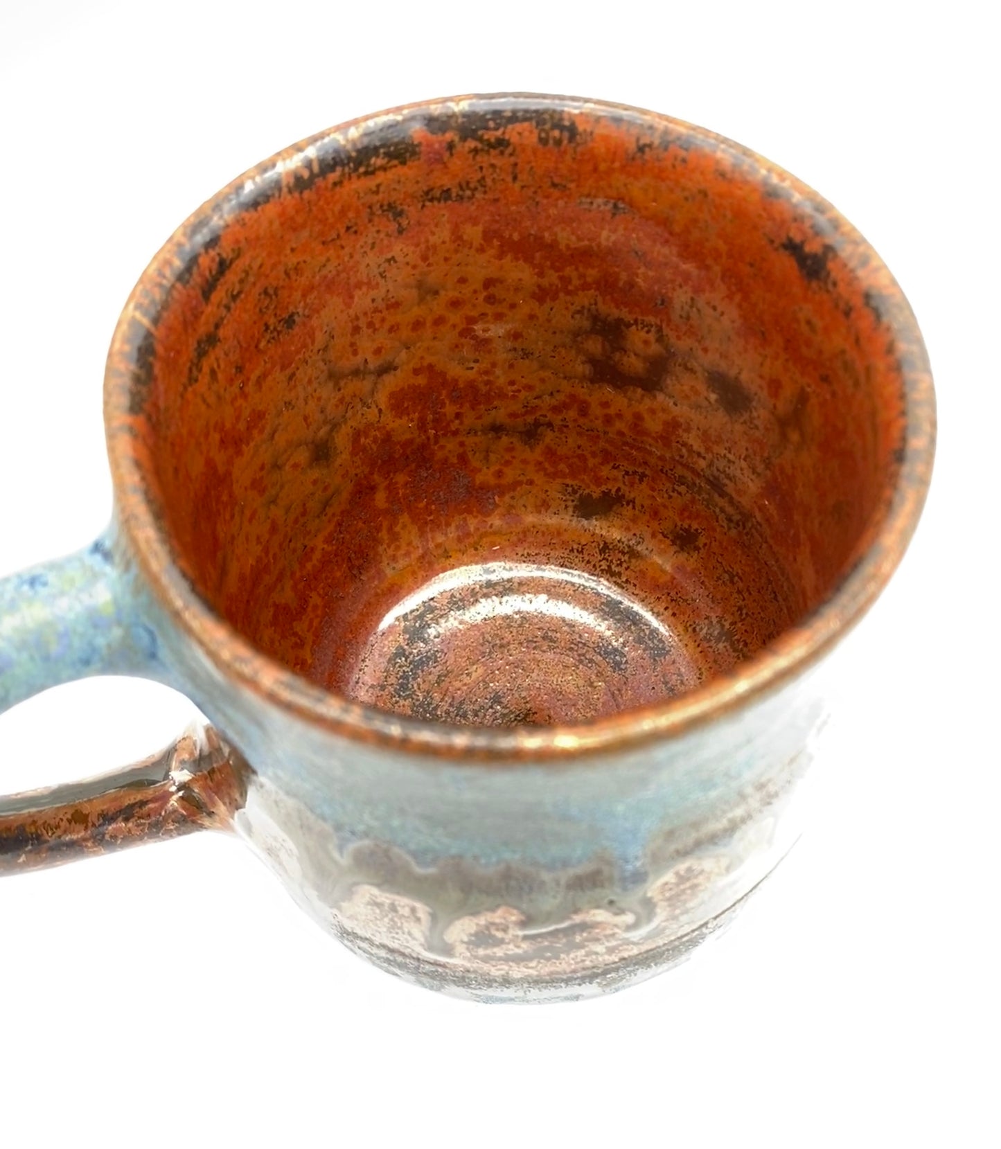 Stunning mug in blues and coppers