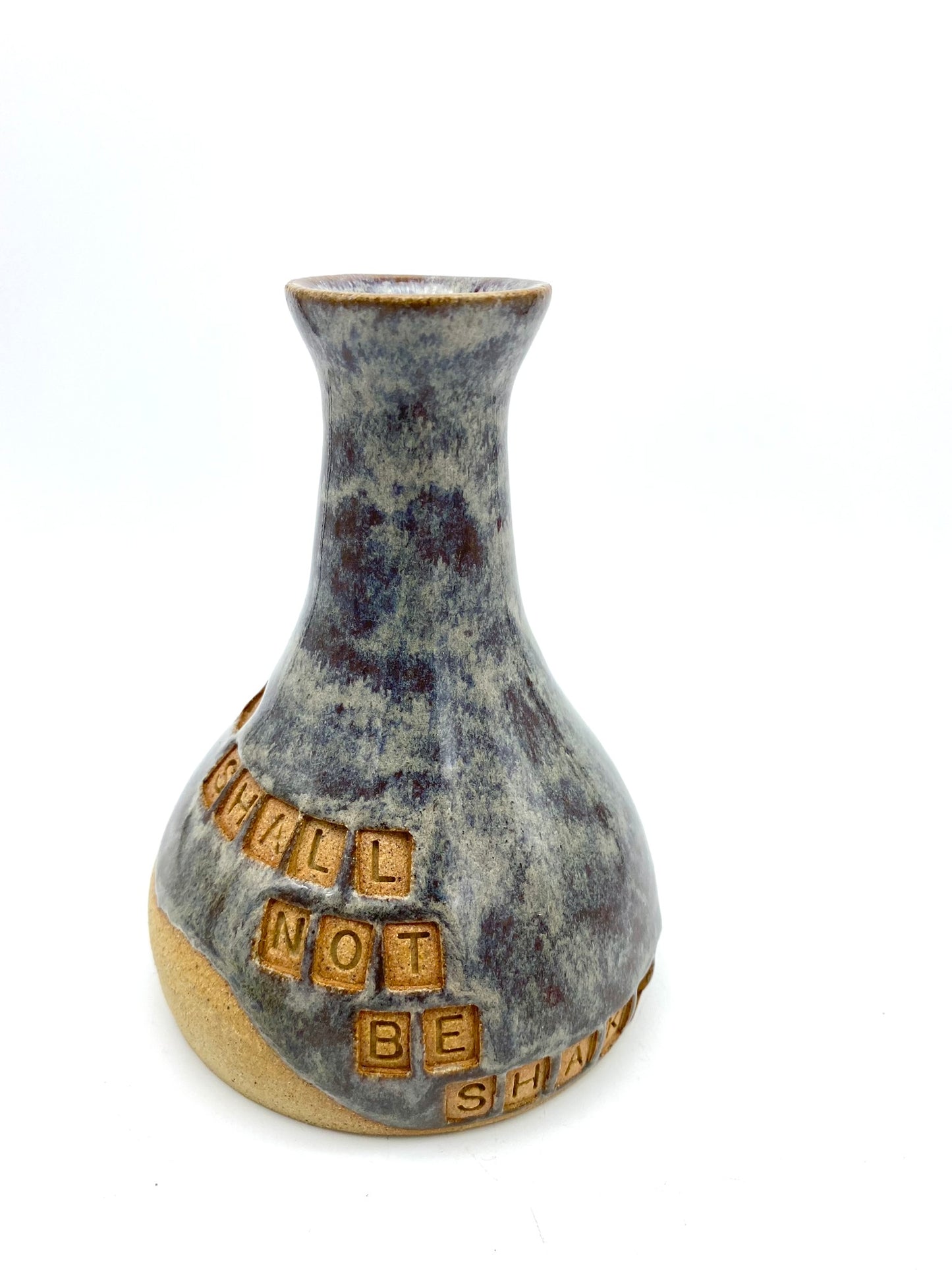 'I shall not be shaken' bud vase