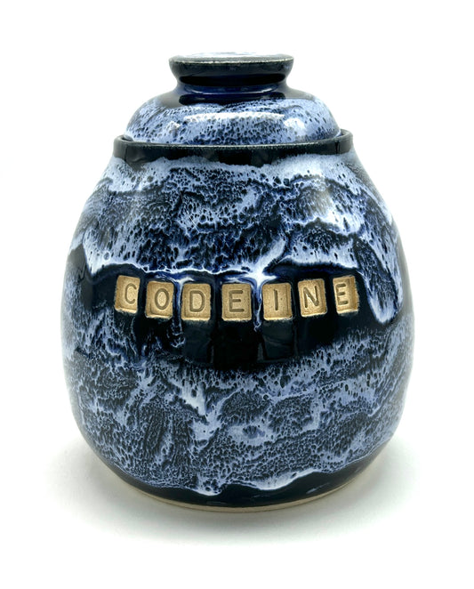 'Codeine' jar in snowy blacks and blues