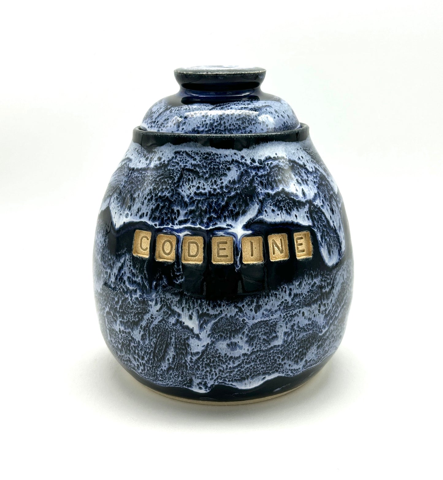 'Codeine' jar in snowy blacks and blues