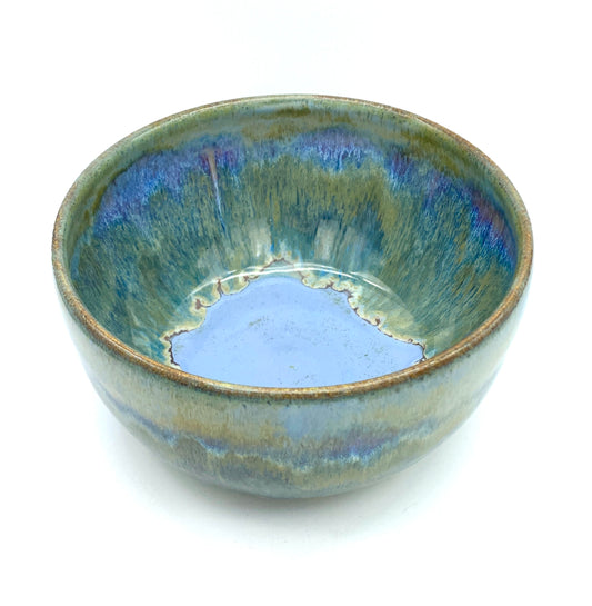 Large cereal/salad bowl in flowing greens and blues