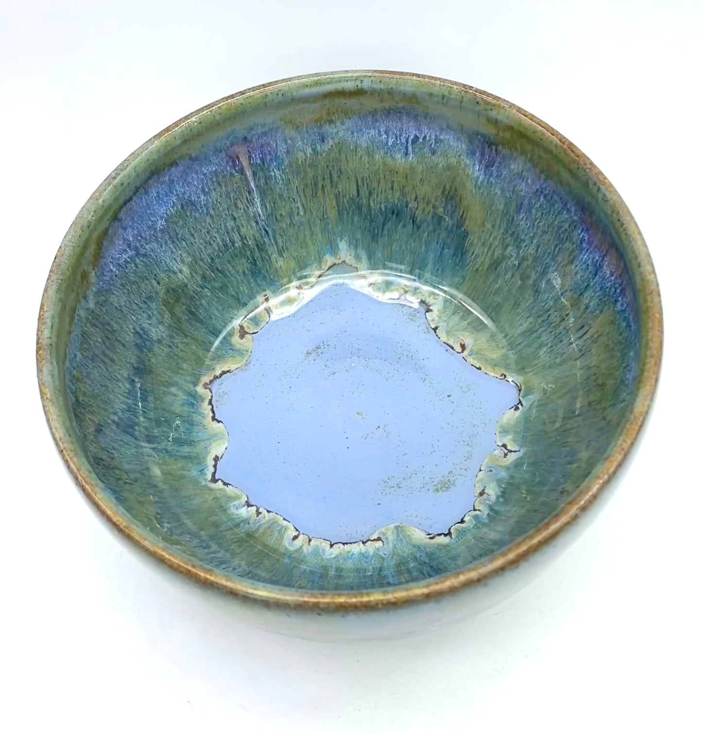 Large cereal/salad bowl in flowing greens and blues