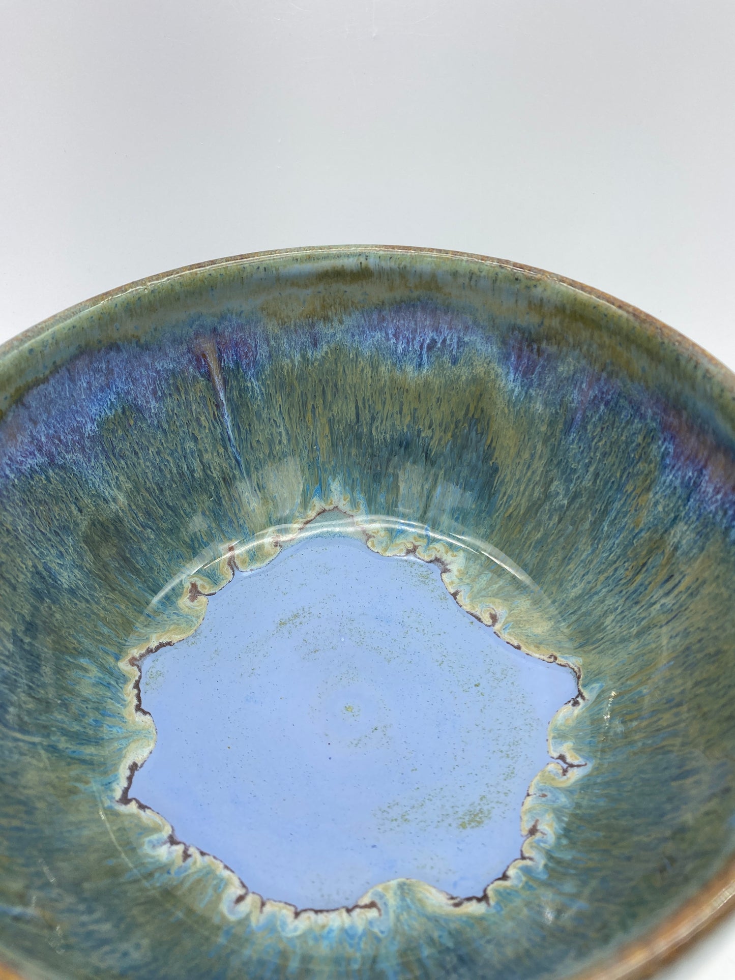 Large cereal/salad bowl in flowing greens and blues