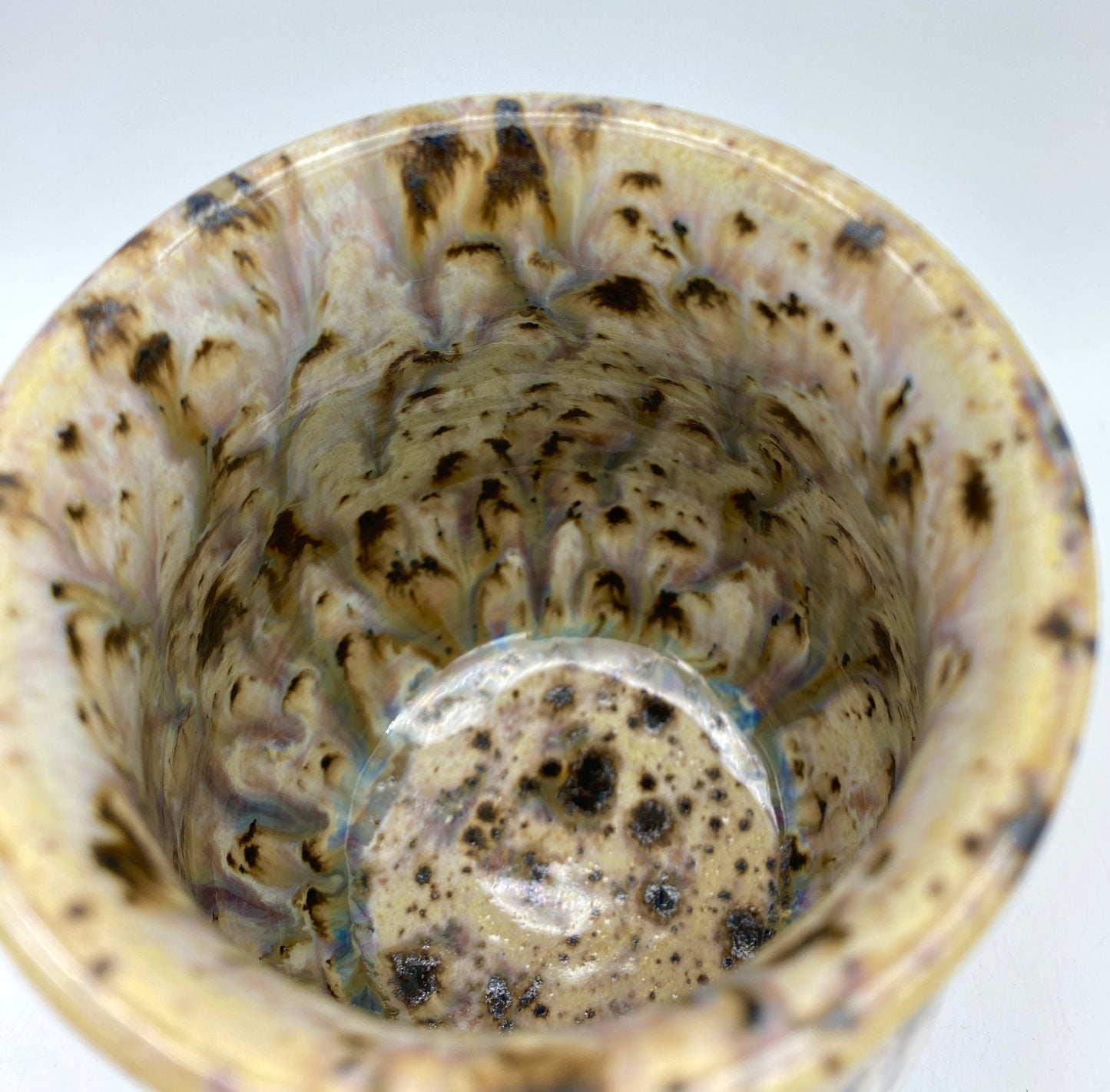 Water beaker in speckled yellows and creams