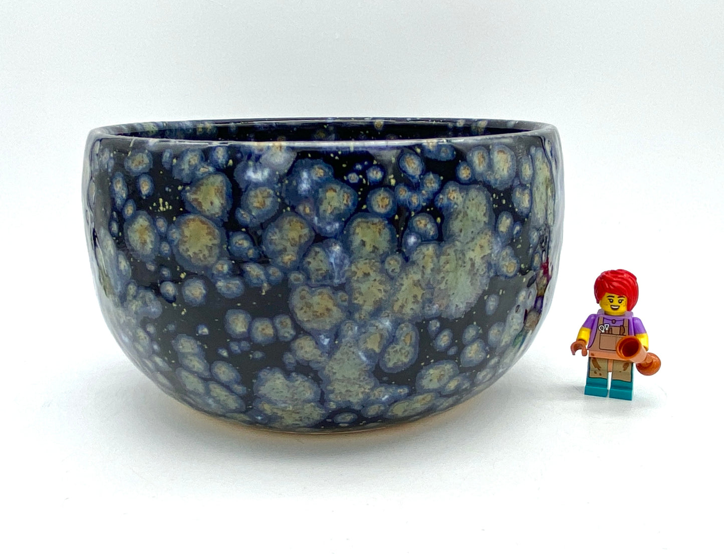 Salad or cereal bowl in dark galaxy glazes