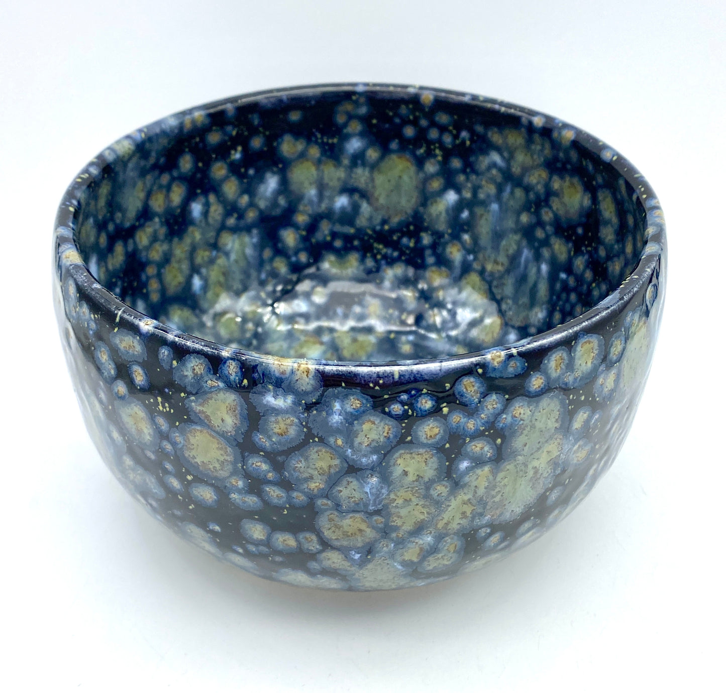 Salad or cereal bowl in dark galaxy glazes