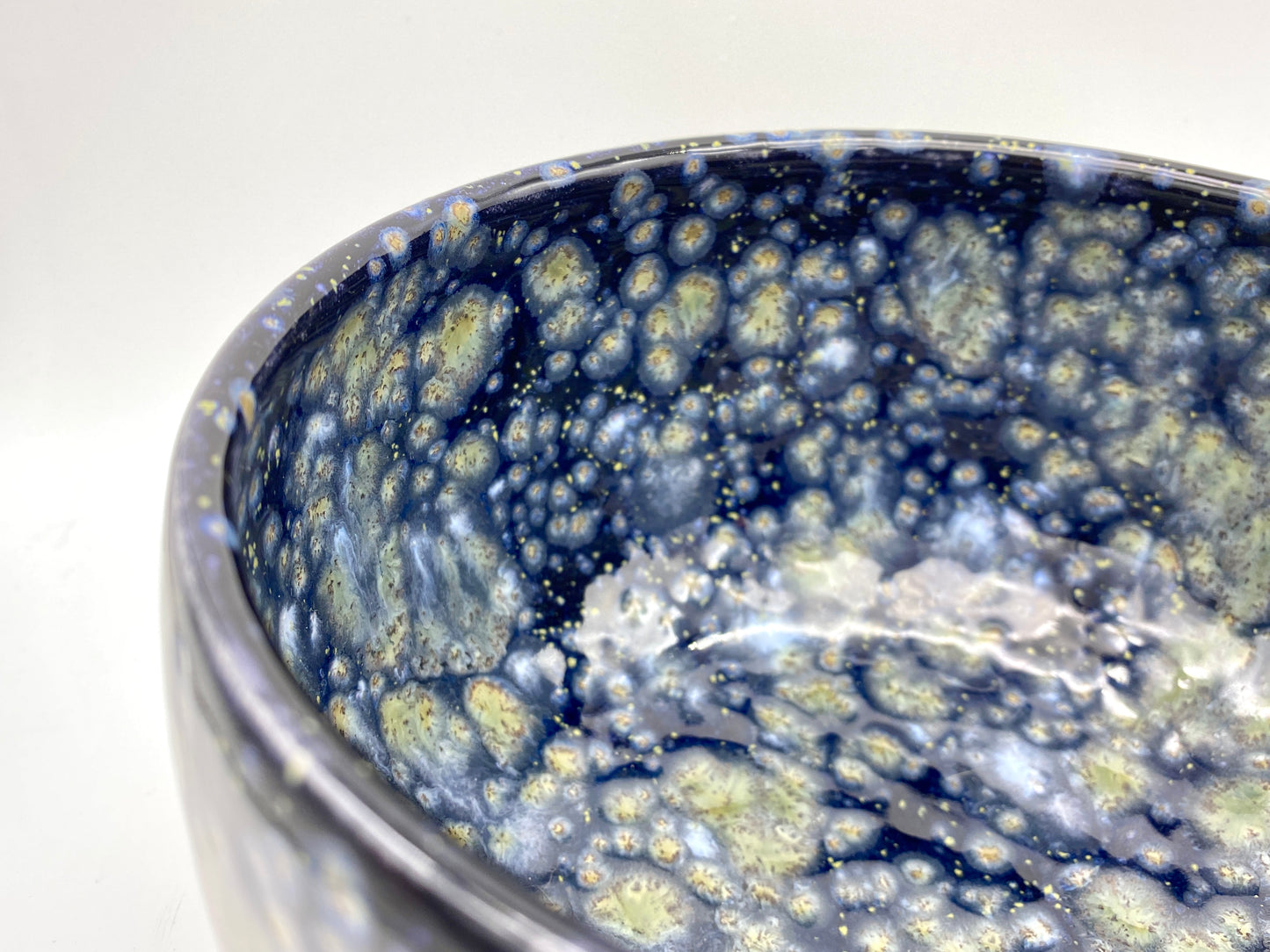 Salad or cereal bowl in dark galaxy glazes