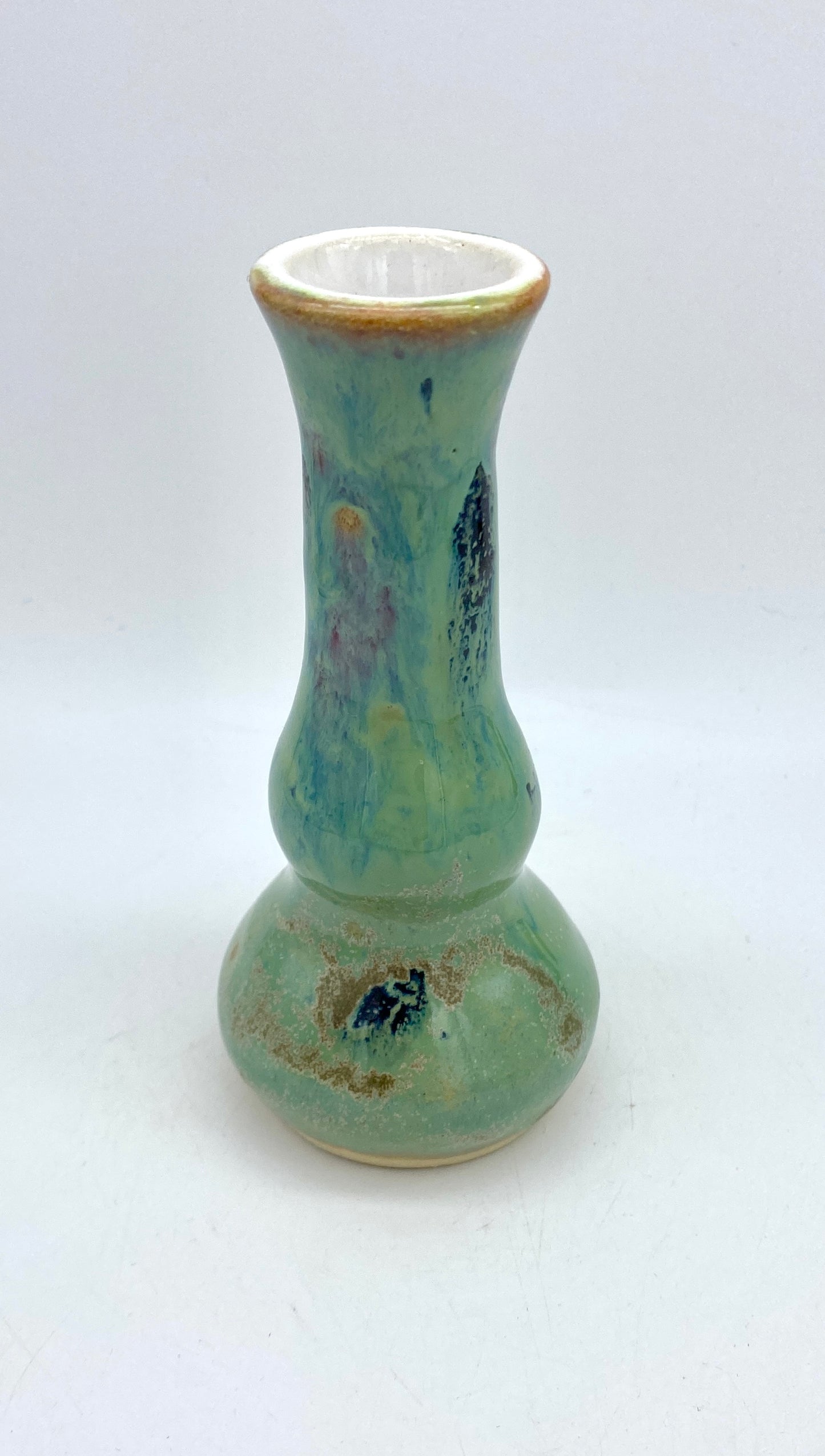 Candlestick or bud vase in pretty greens