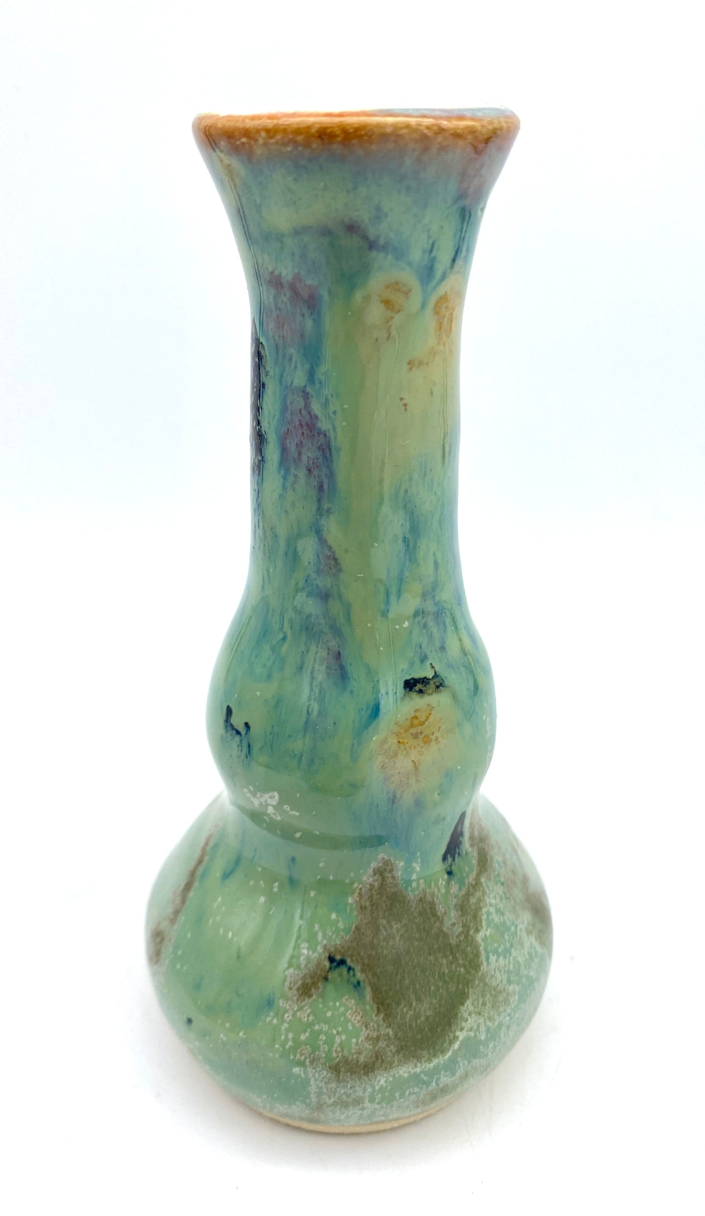 Candlestick or bud vase in pretty greens