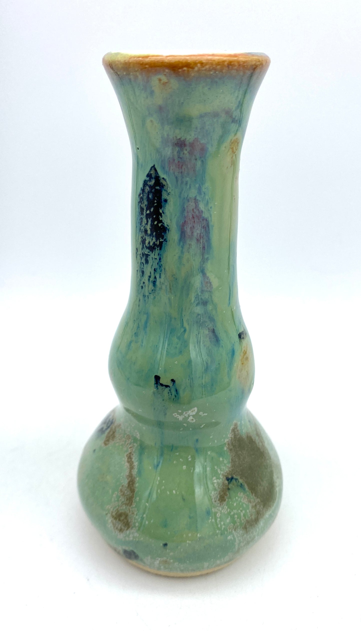 Candlestick or bud vase in pretty greens