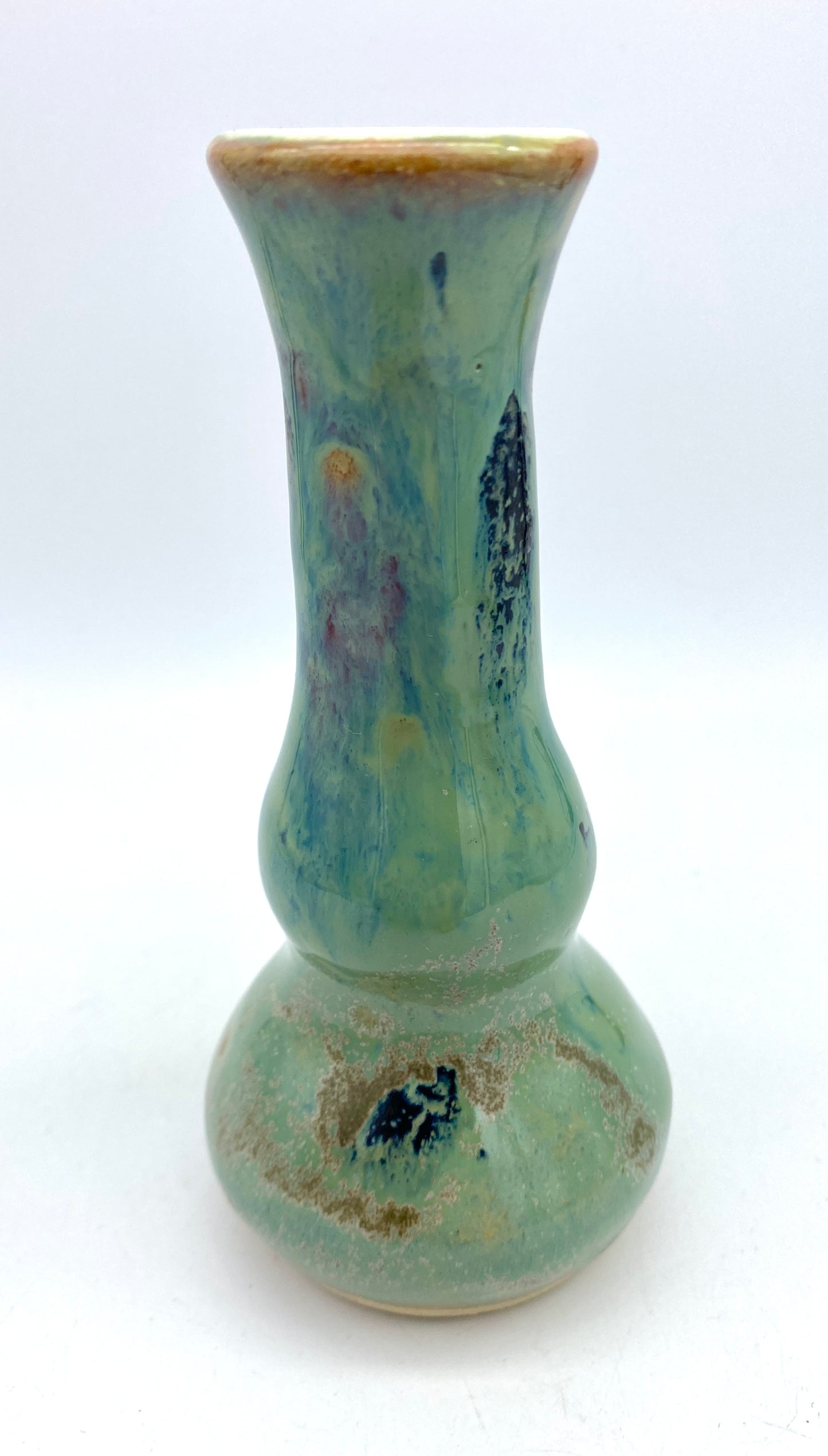 Candlestick or bud vase in pretty greens