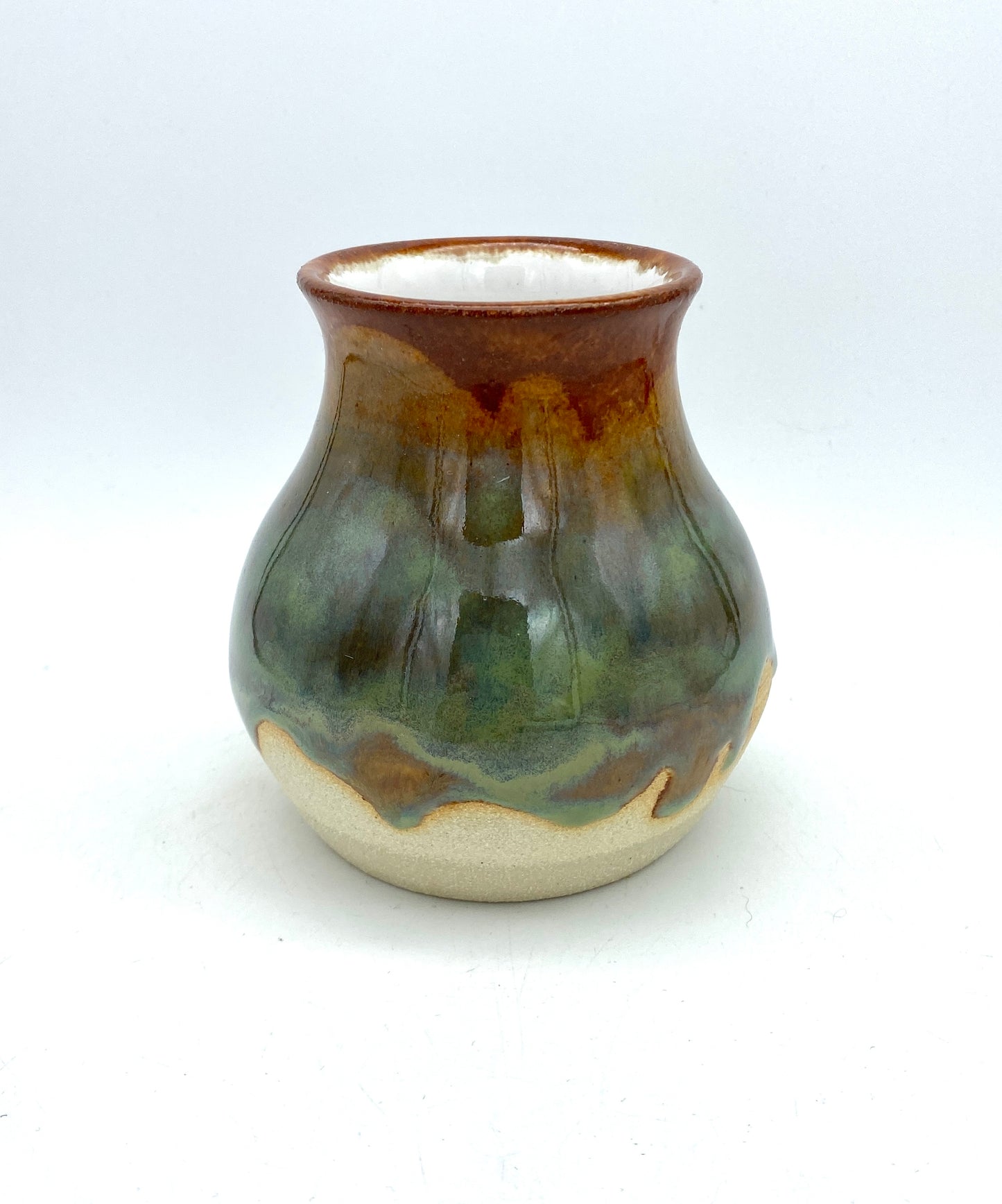 SECOND Small vase in rusty browns and greens