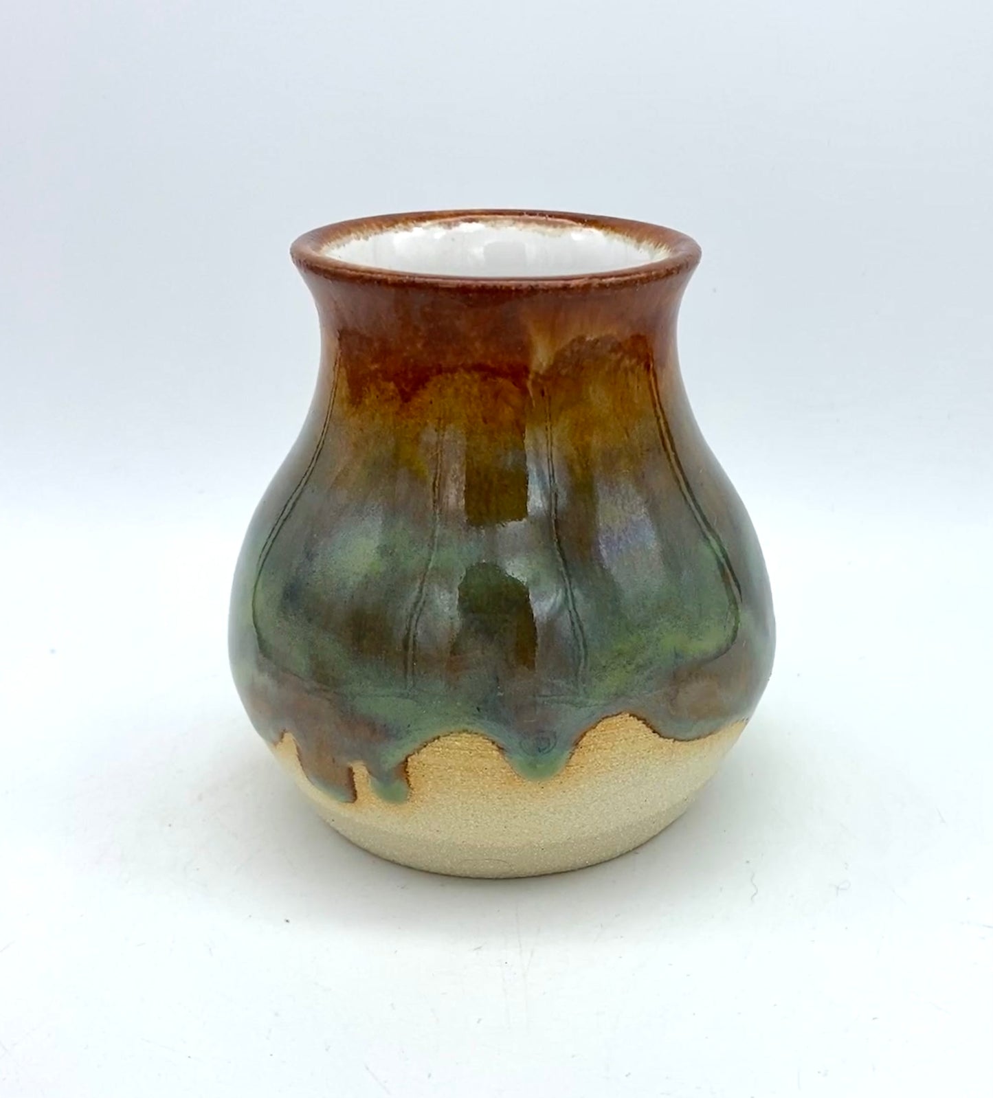 SECOND Small vase in rusty browns and greens