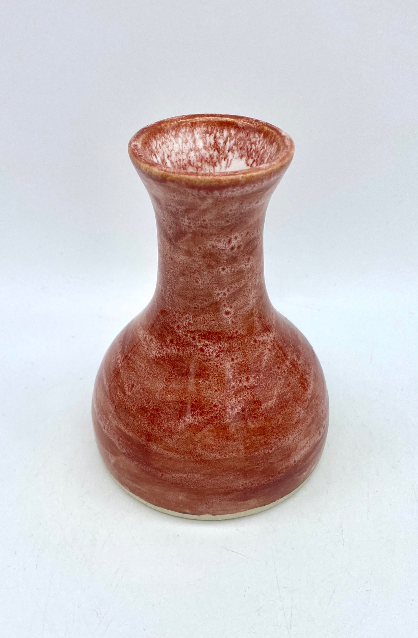 SECOND Bud vase in mottled orangey-red