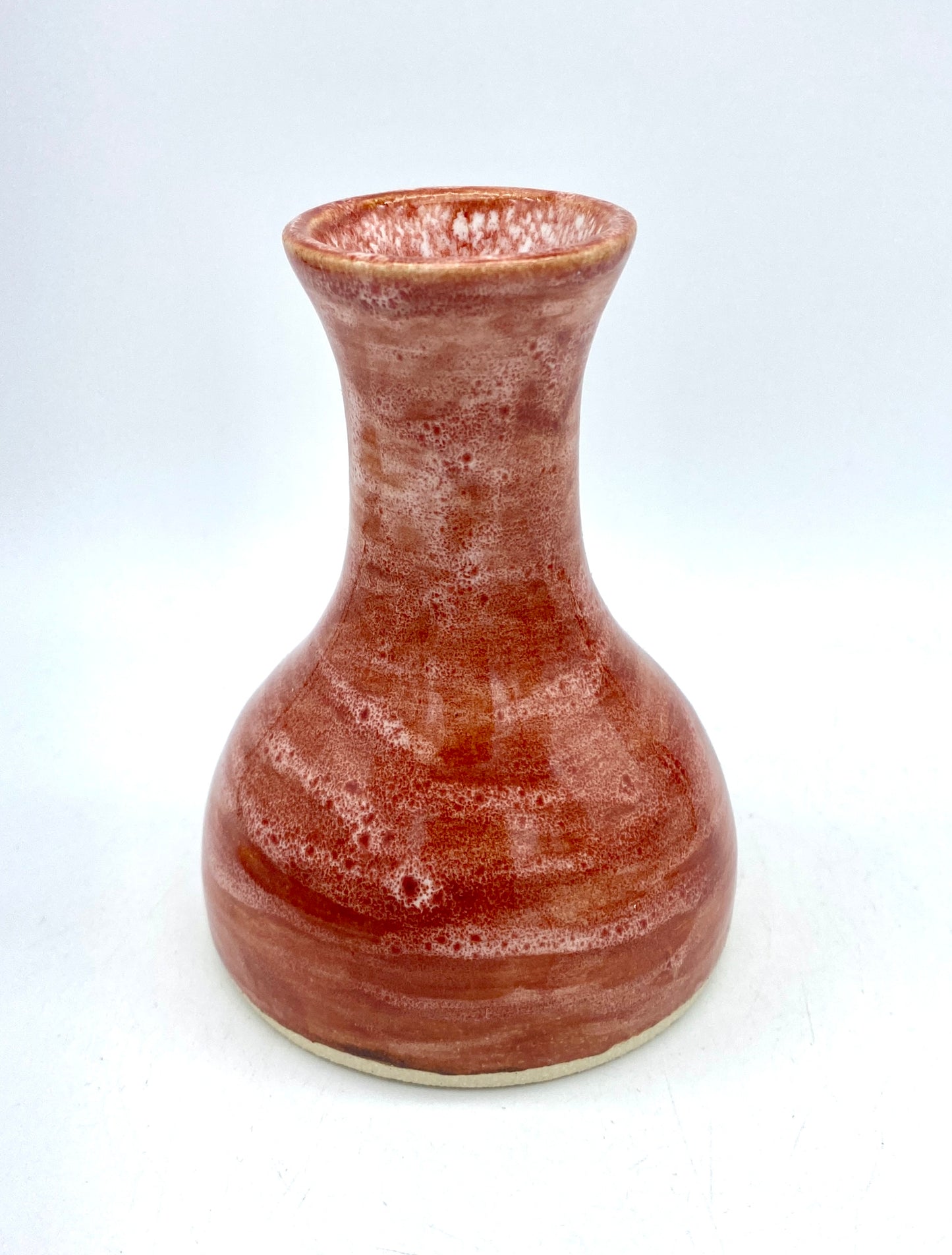 SECOND Bud vase in mottled orangey-red