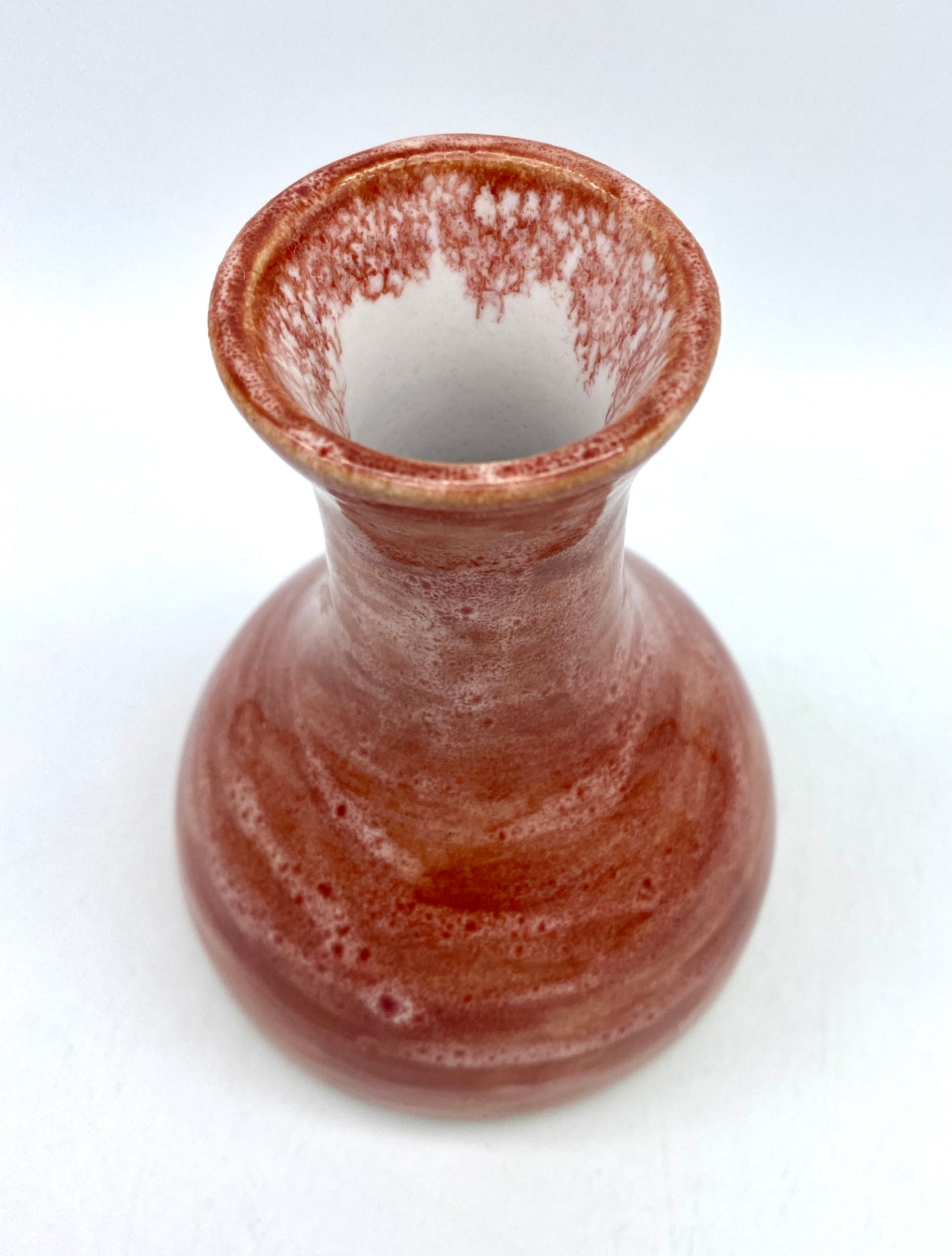 SECOND Bud vase in mottled orangey-red