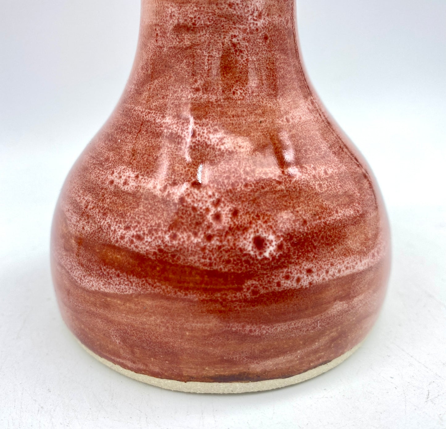 SECOND Bud vase in mottled orangey-red