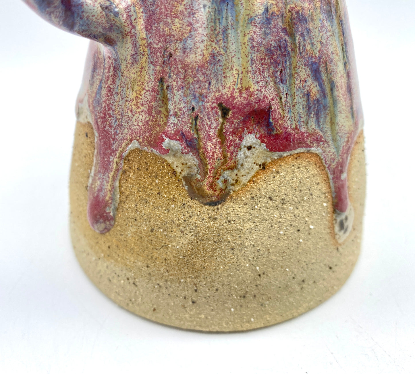 Stunning two-handled vase in toasty clay and purple glazes