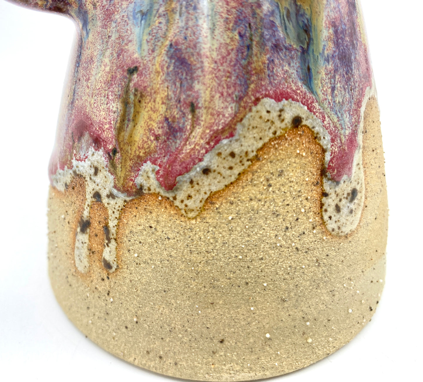 Stunning two-handled vase in toasty clay and purple glazes