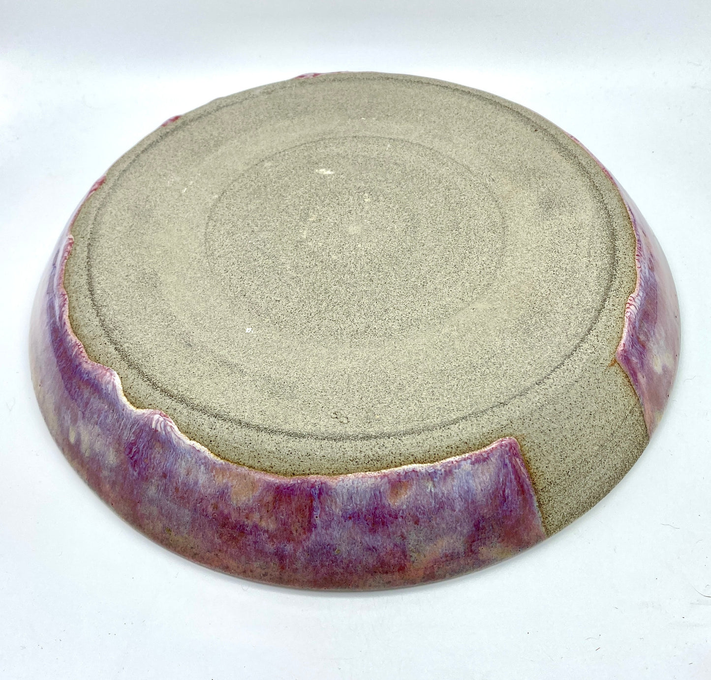 Large dinner plate in Scandi clay with flowing purples