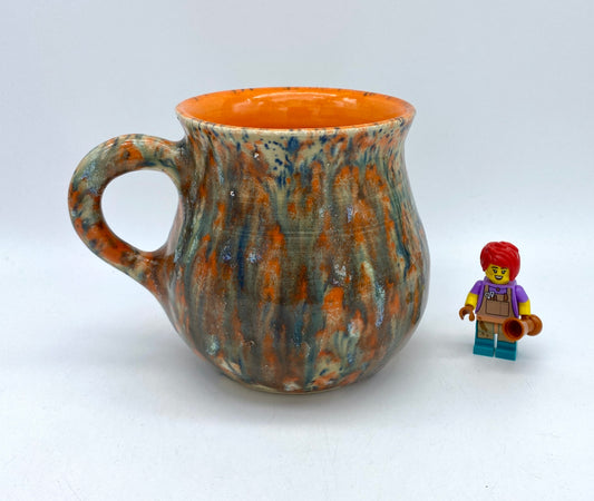 SECOND Small mug in speckled orange and green glazes