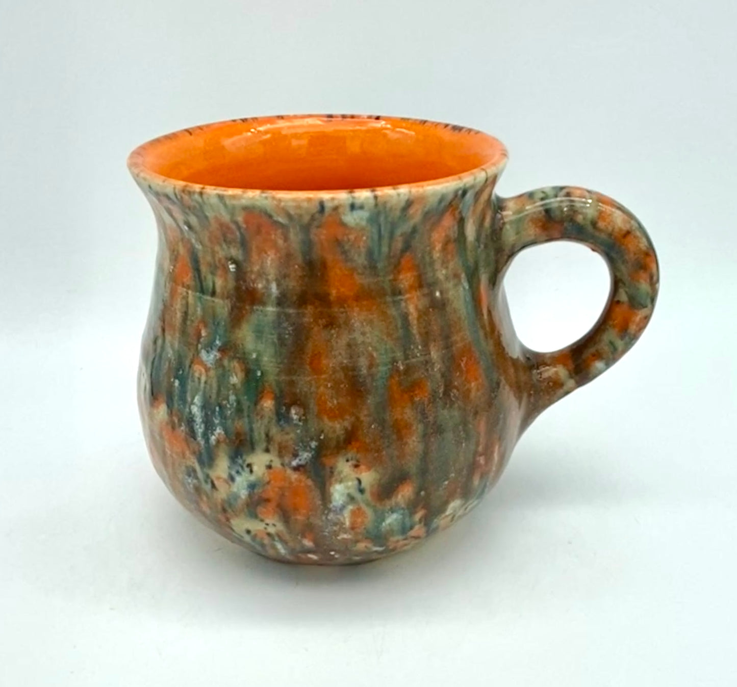 SECOND Small mug in speckled orange and green glazes