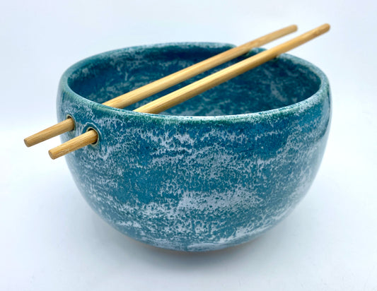 Snowy turquoise chopstick bowl