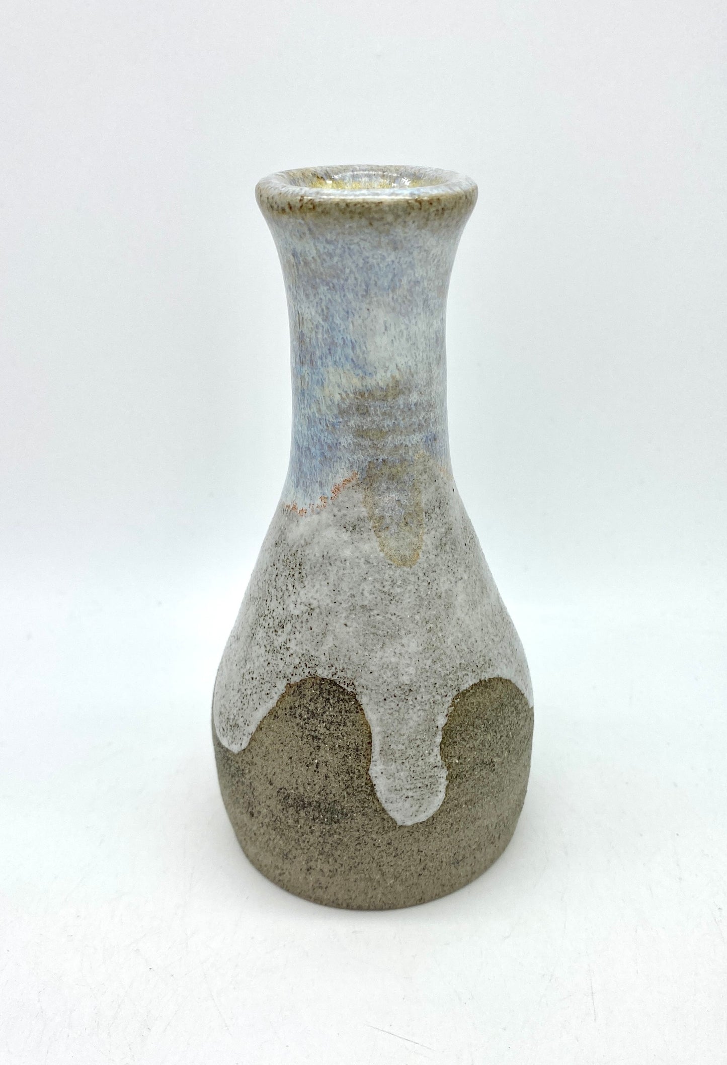 Bud vase in Scandi clay with gentle creamy glazes