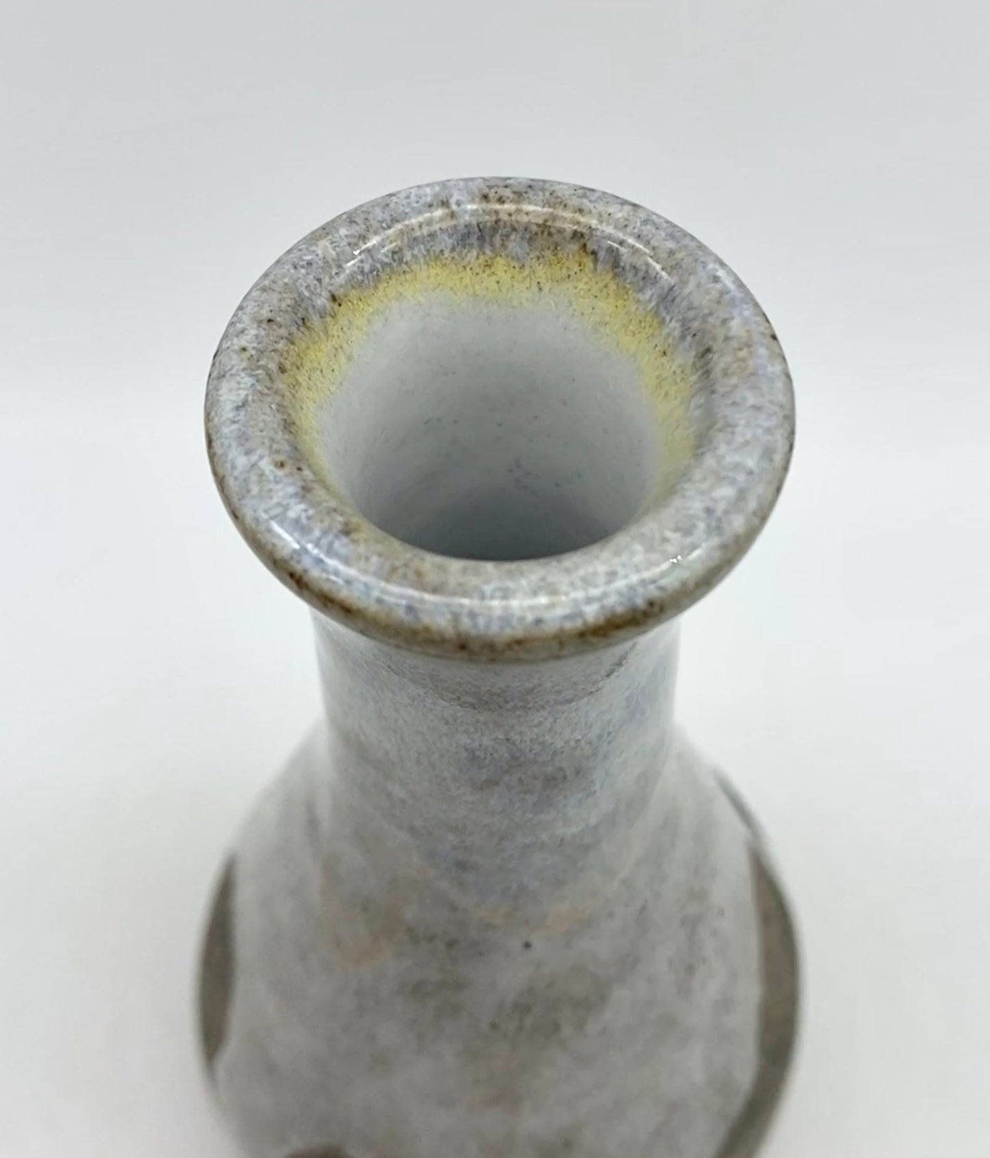 Bud vase in Scandi clay with gentle creamy glazes