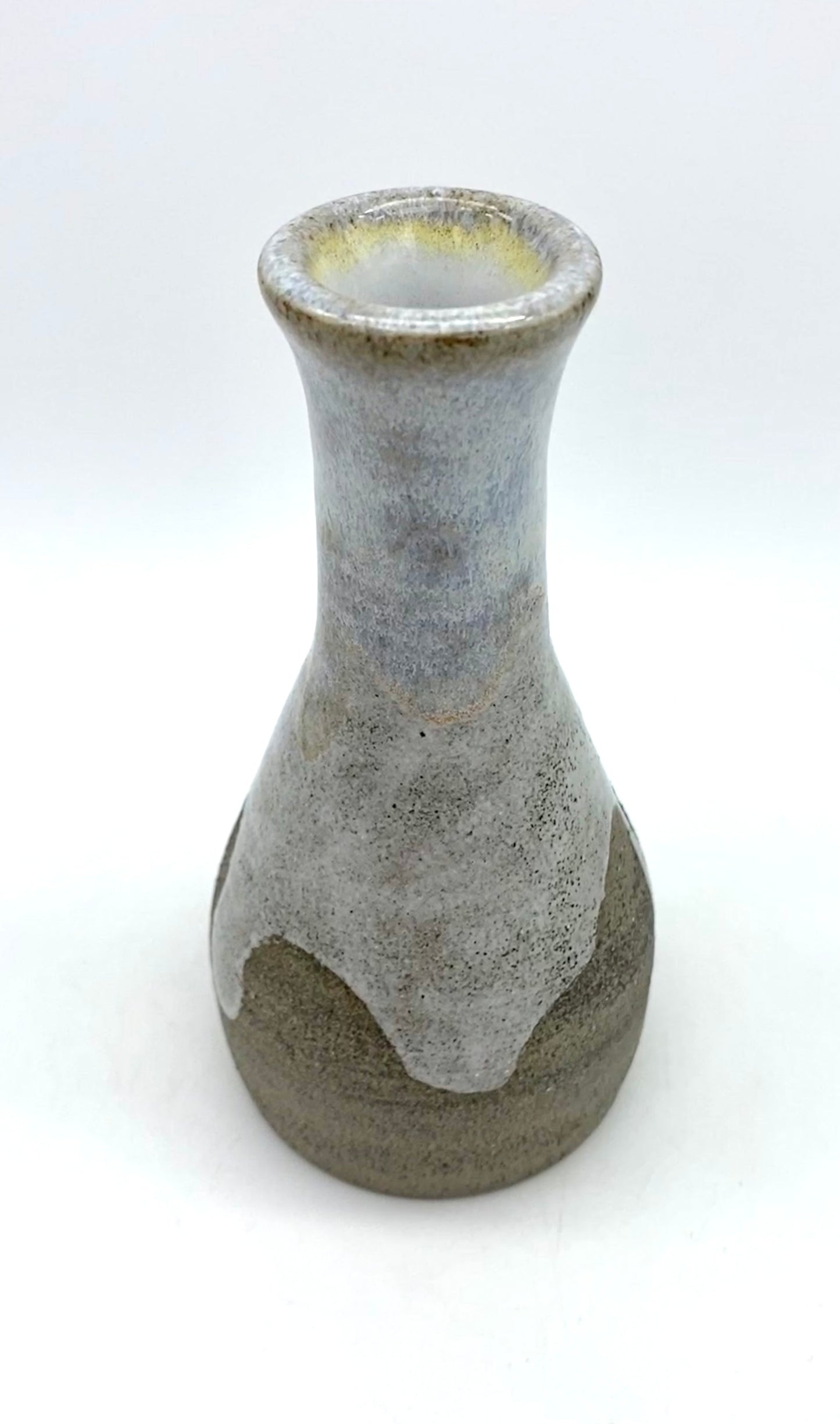 Bud vase in Scandi clay with gentle creamy glazes