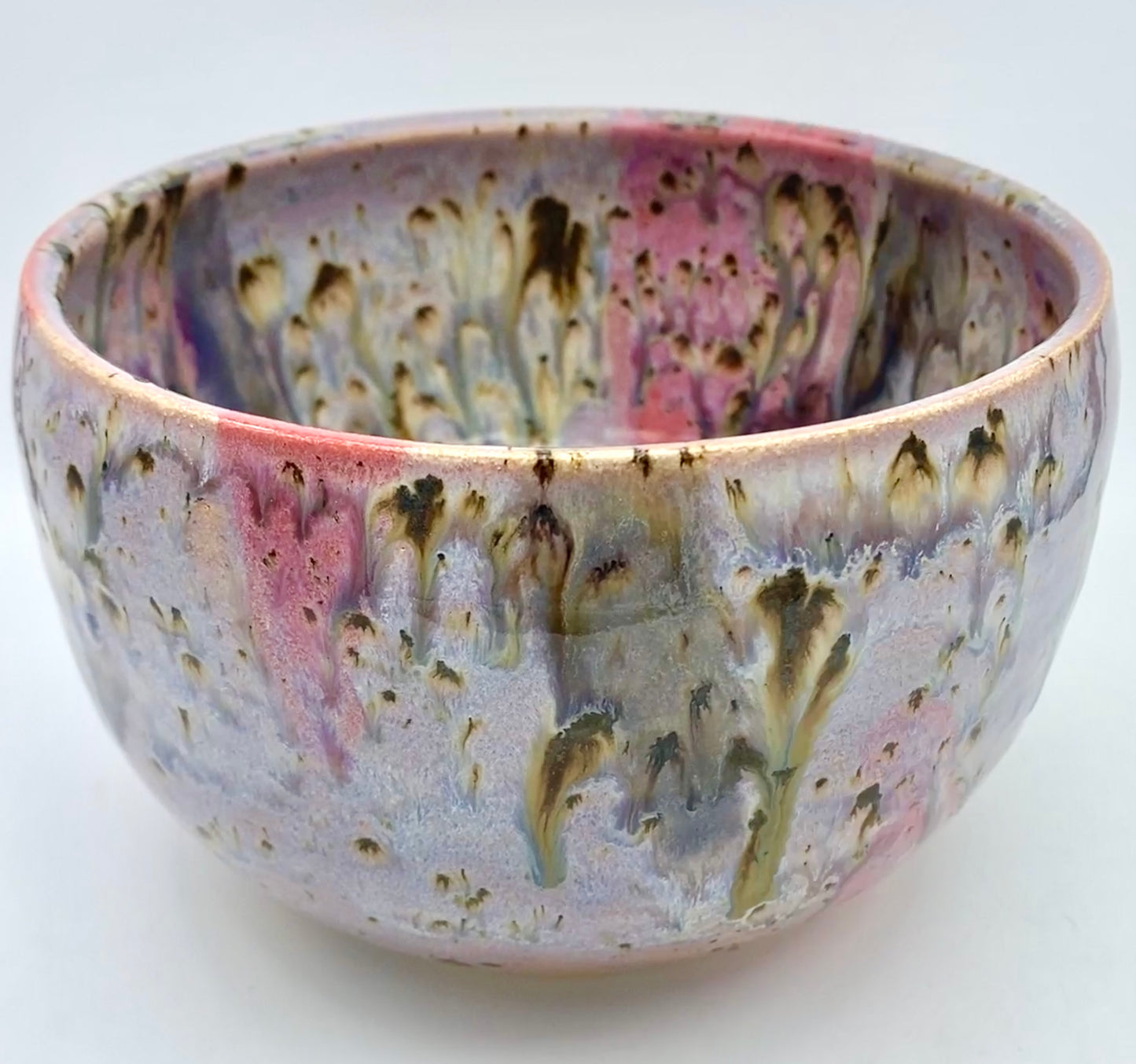 Large salad or cereal bowl in pinks and blues