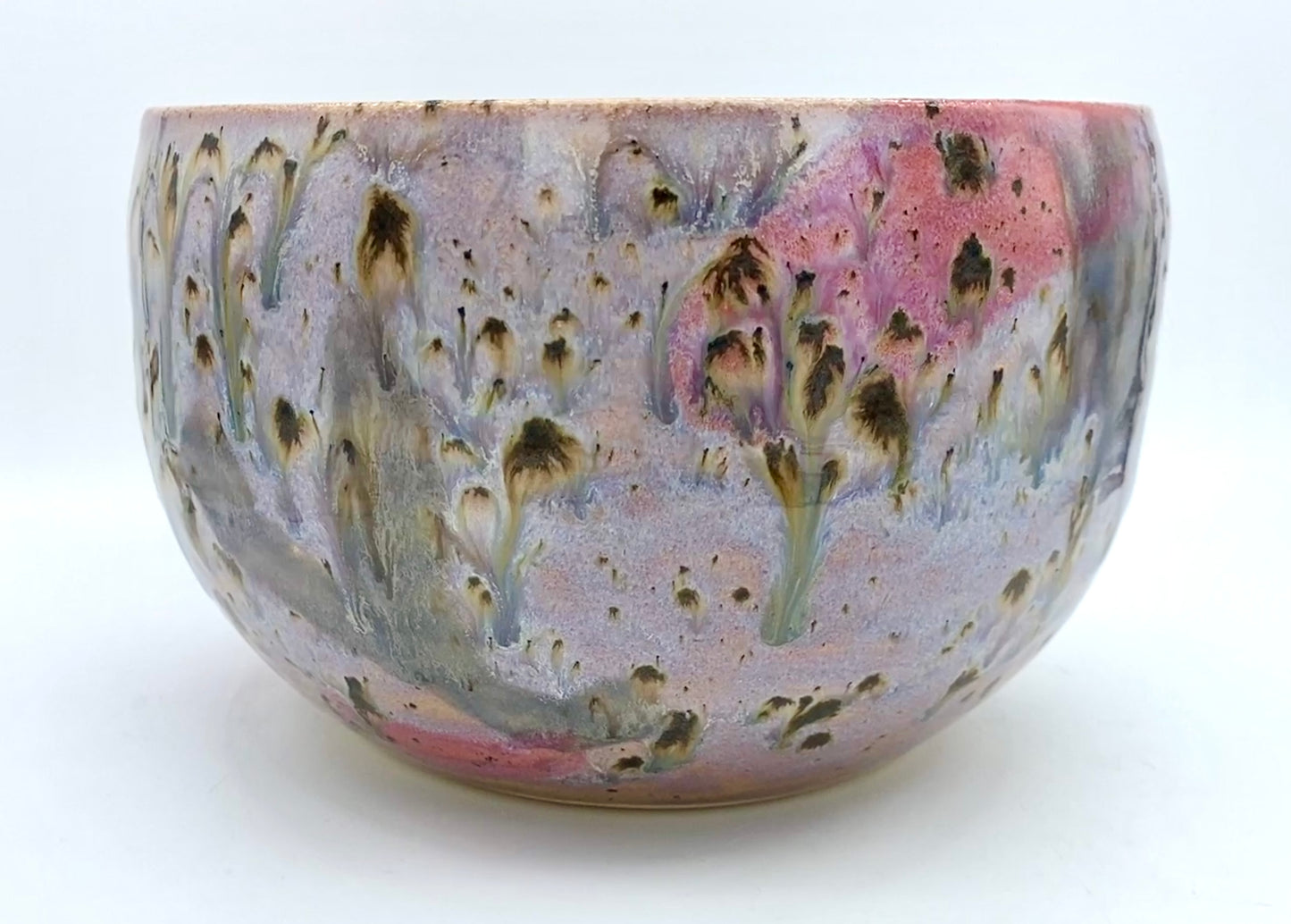 Large salad or cereal bowl in pinks and blues