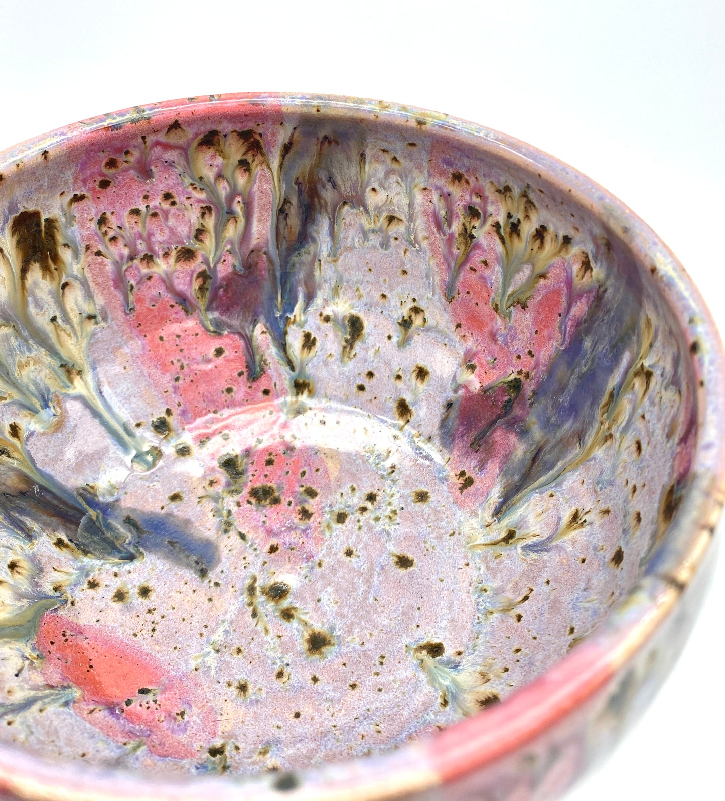 Large salad or cereal bowl in pinks and blues