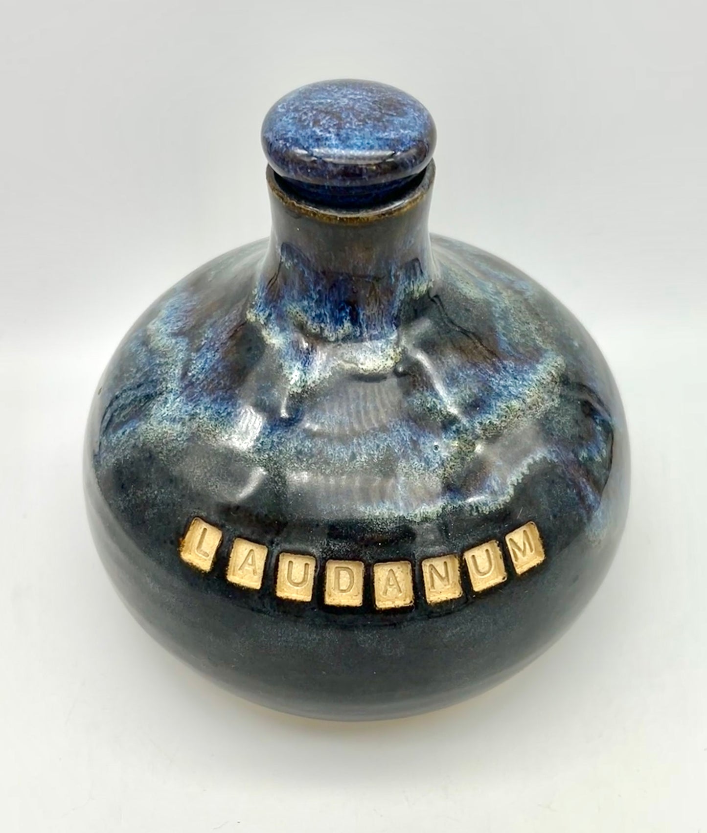 SECOND Laudanum decanter in blues and blacks