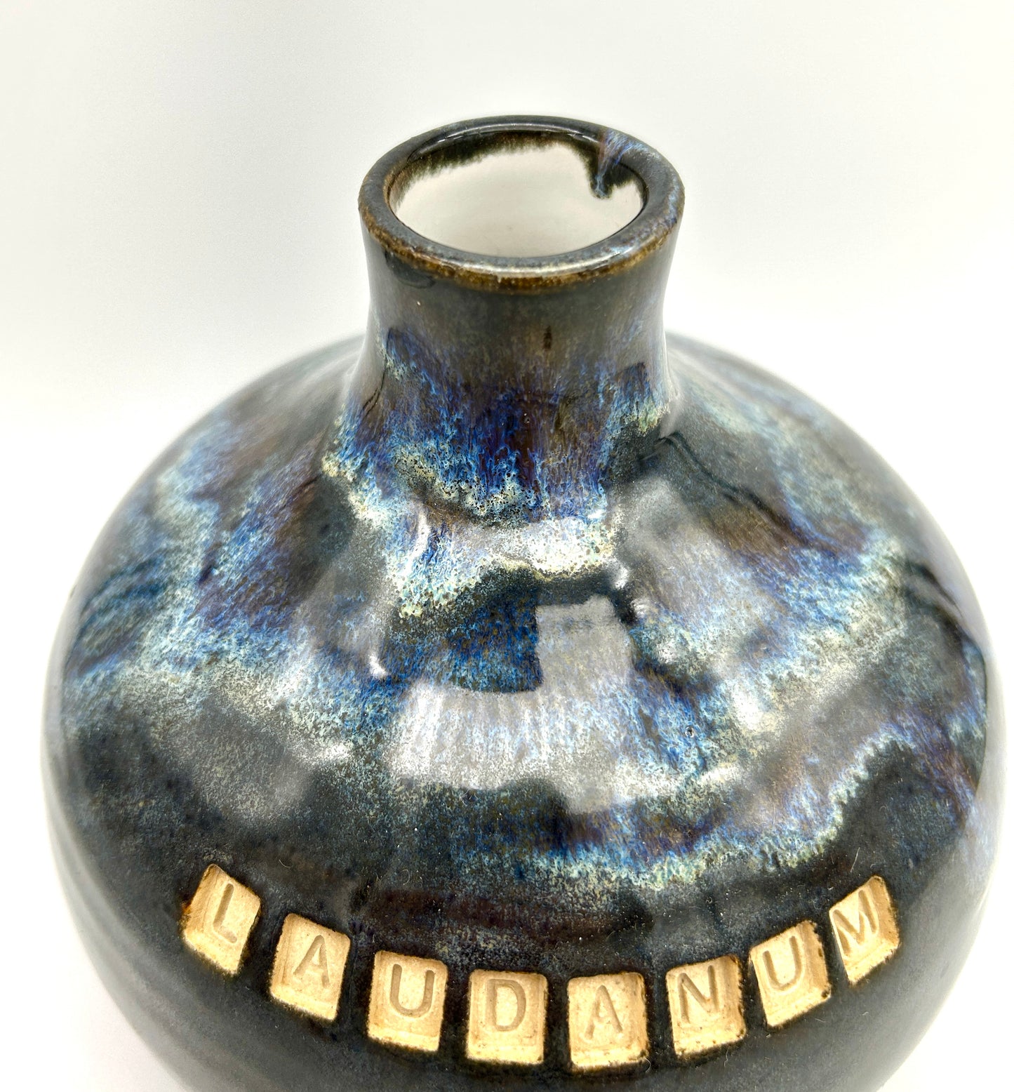 SECOND Laudanum decanter in blues and blacks