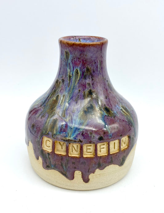 'Cynefin' vase in pretty purples