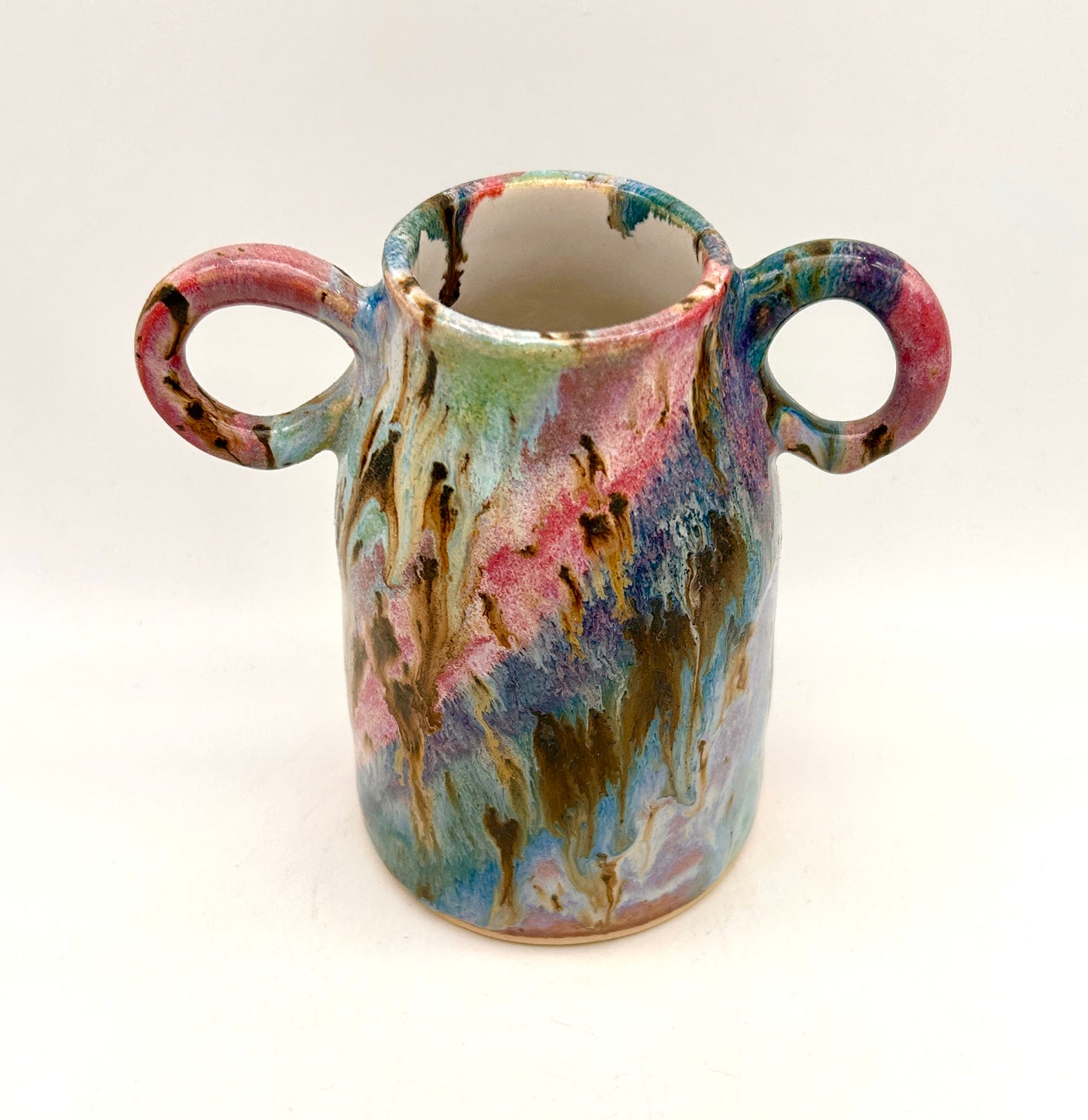 SECOND Handled vase in 'aurora' glazes