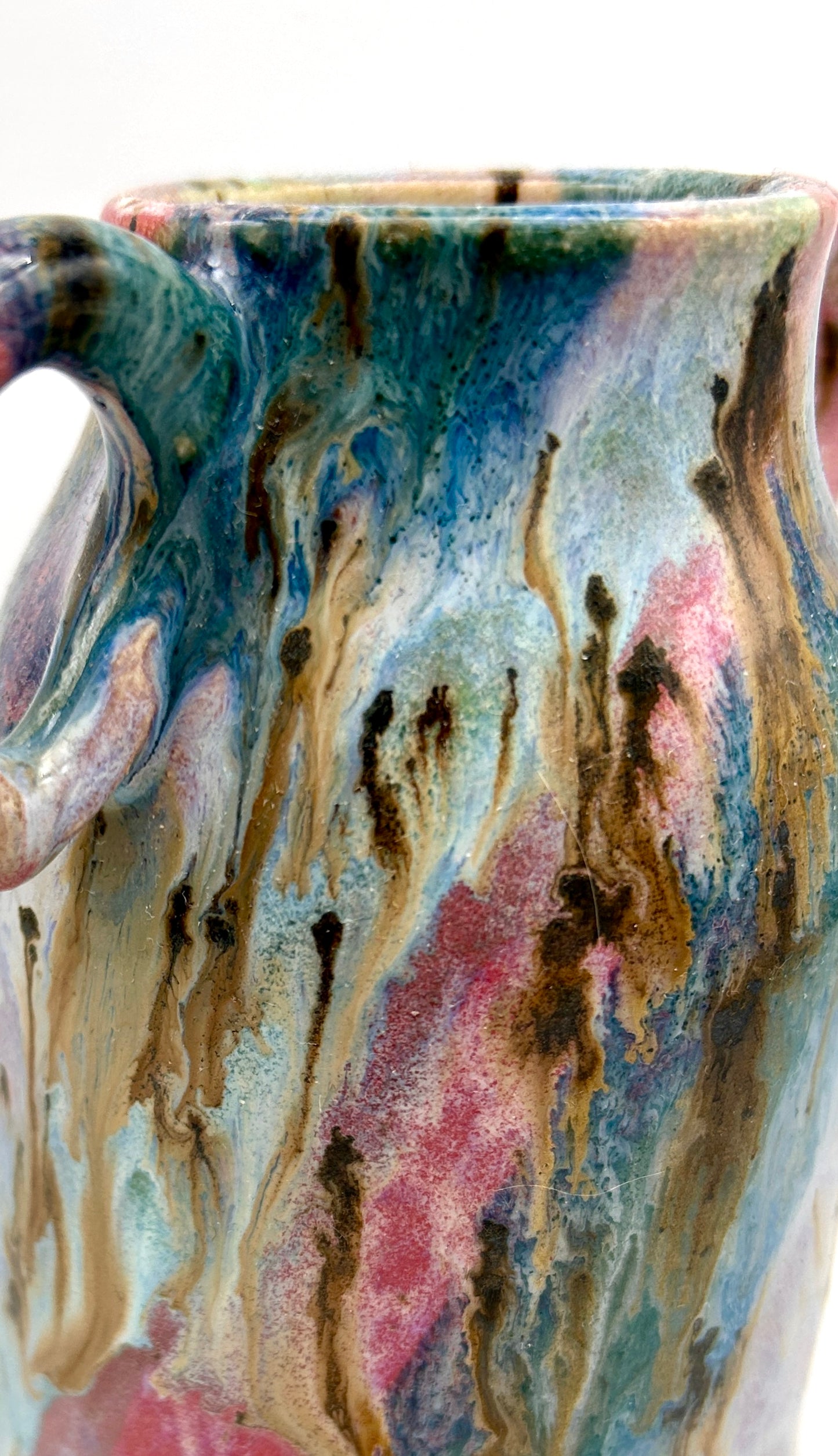 SECOND Handled vase in 'aurora' glazes