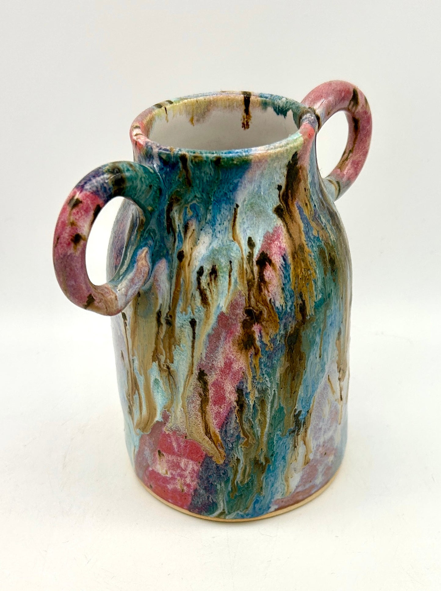 SECOND Handled vase in 'aurora' glazes