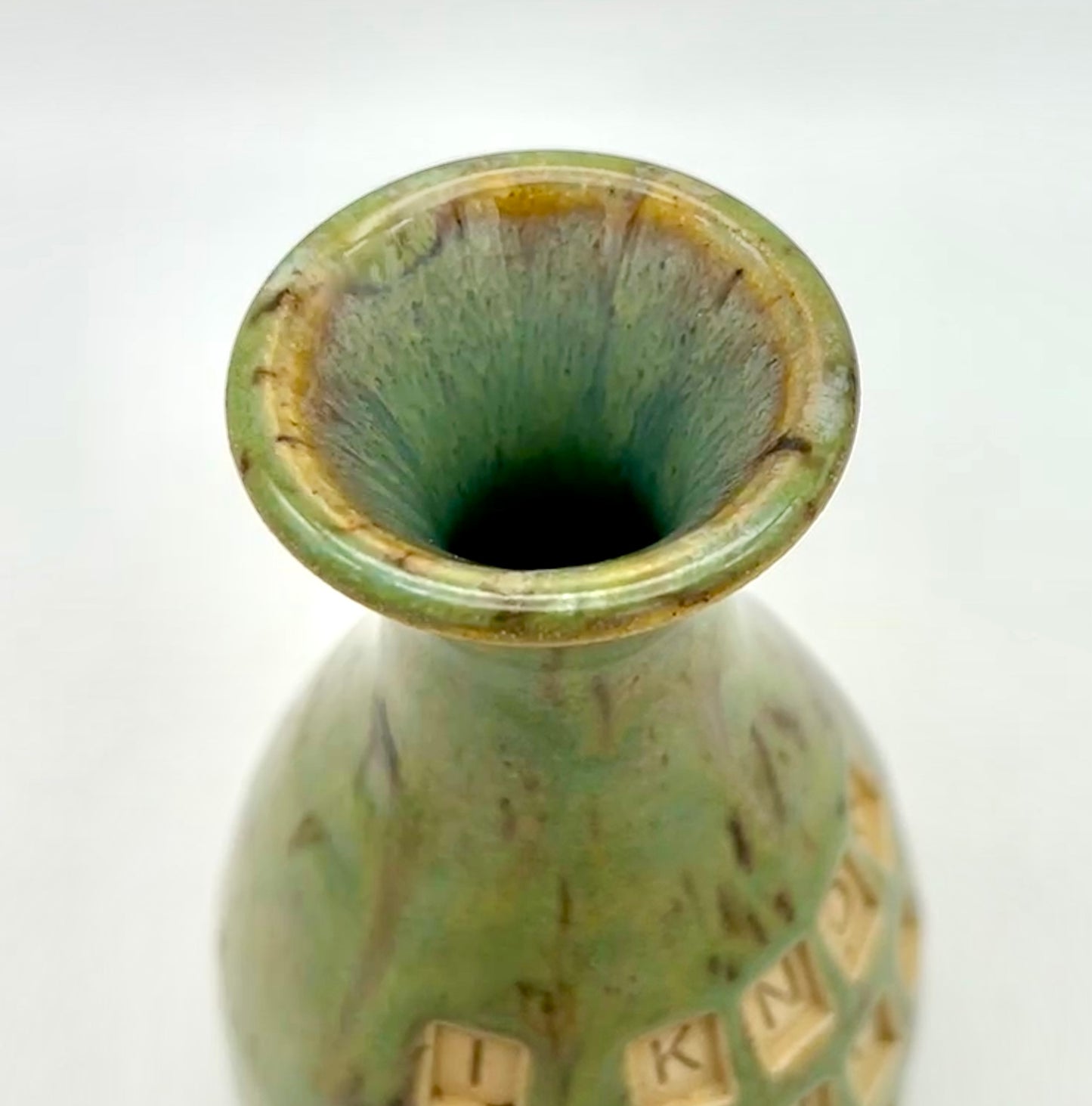 'I know the plans I have for you' slender stem vase in greens