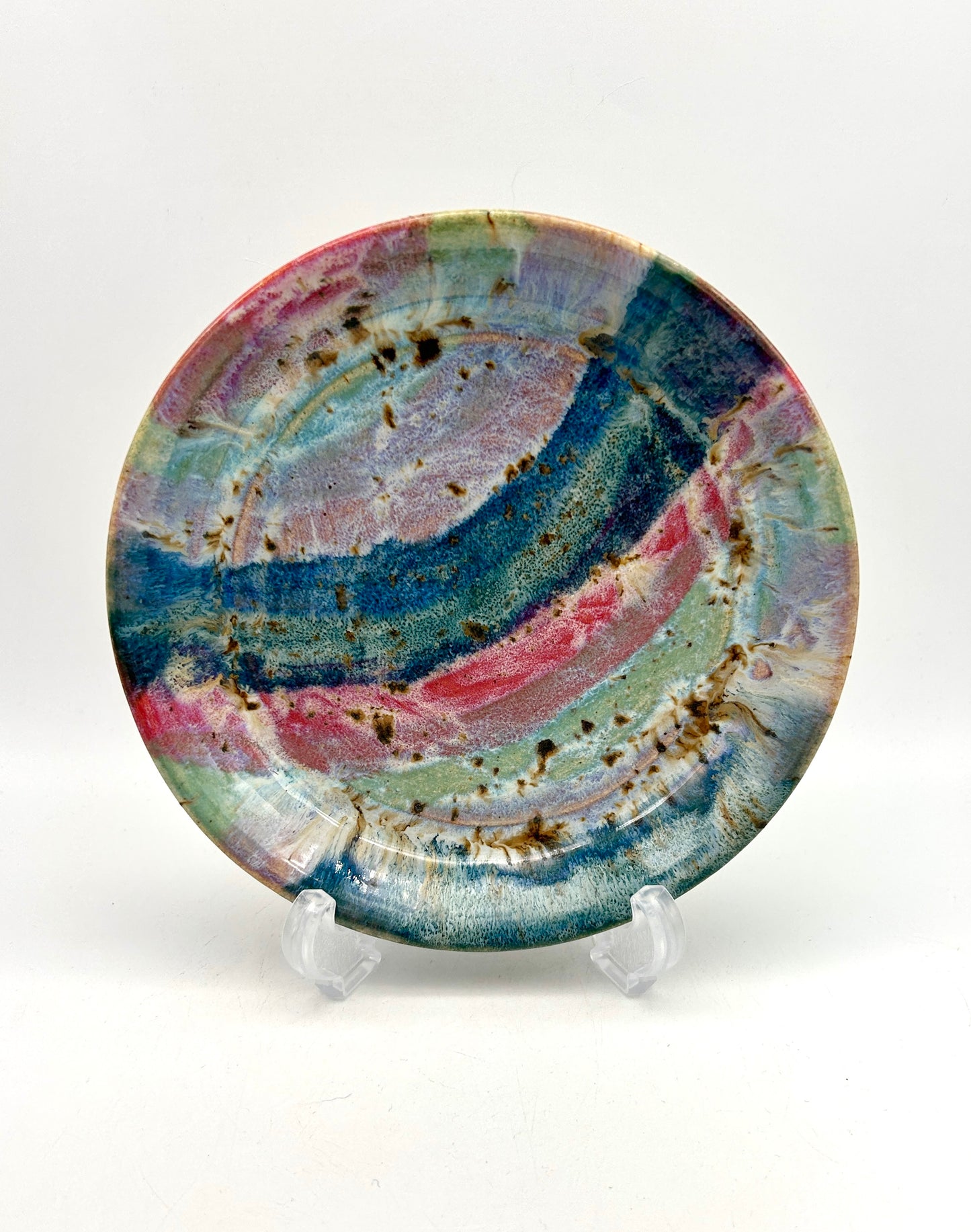 Mini plate in my 'aurora' glaze combination