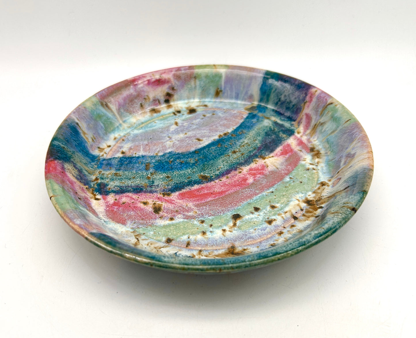 Mini plate in my 'aurora' glaze combination