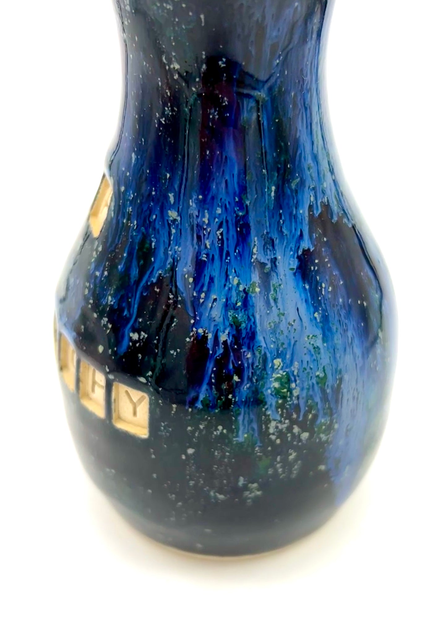 'Smash the patriarchy' stem vase in galaxy glazes