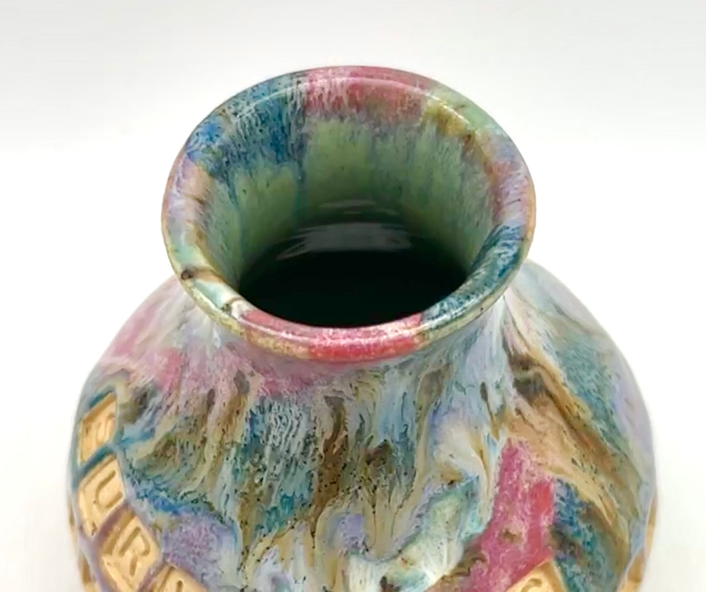 'Surviving is the best revenge' bud vase in my 'aurora' glaze combination