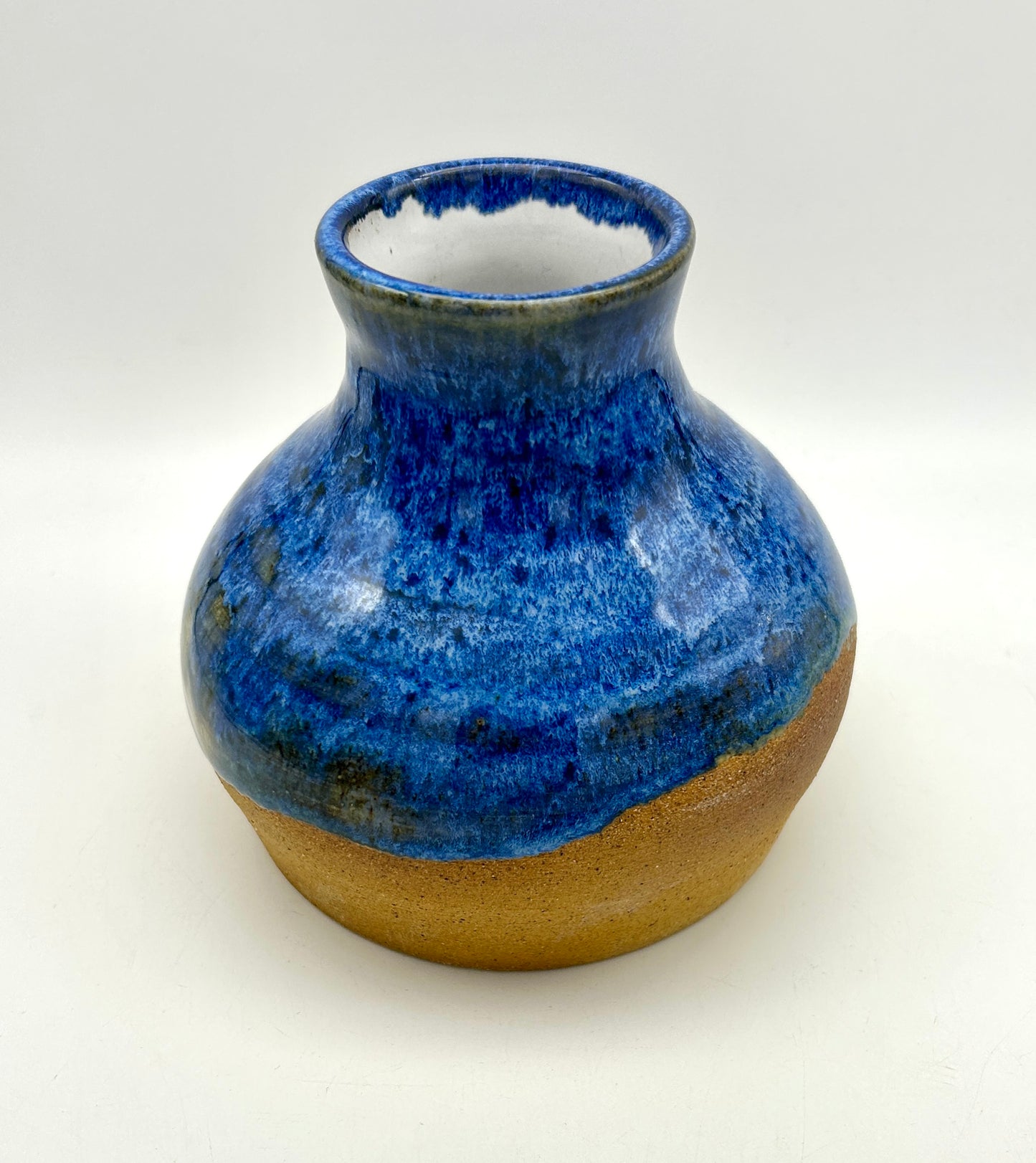 SECOND Vase in toasty clay and royal blue glazes