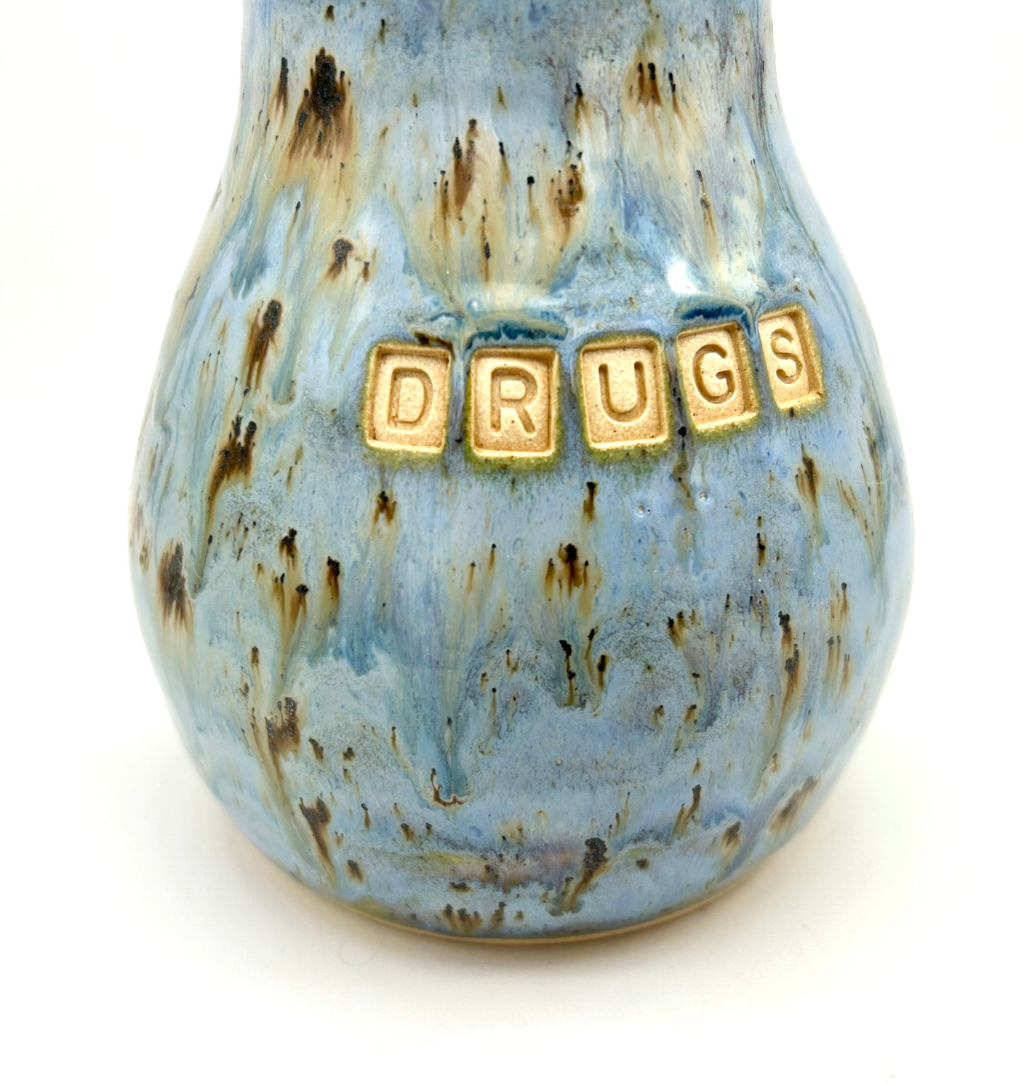 'Drugs' lidded jar for teabags, cotton buds, jewellery