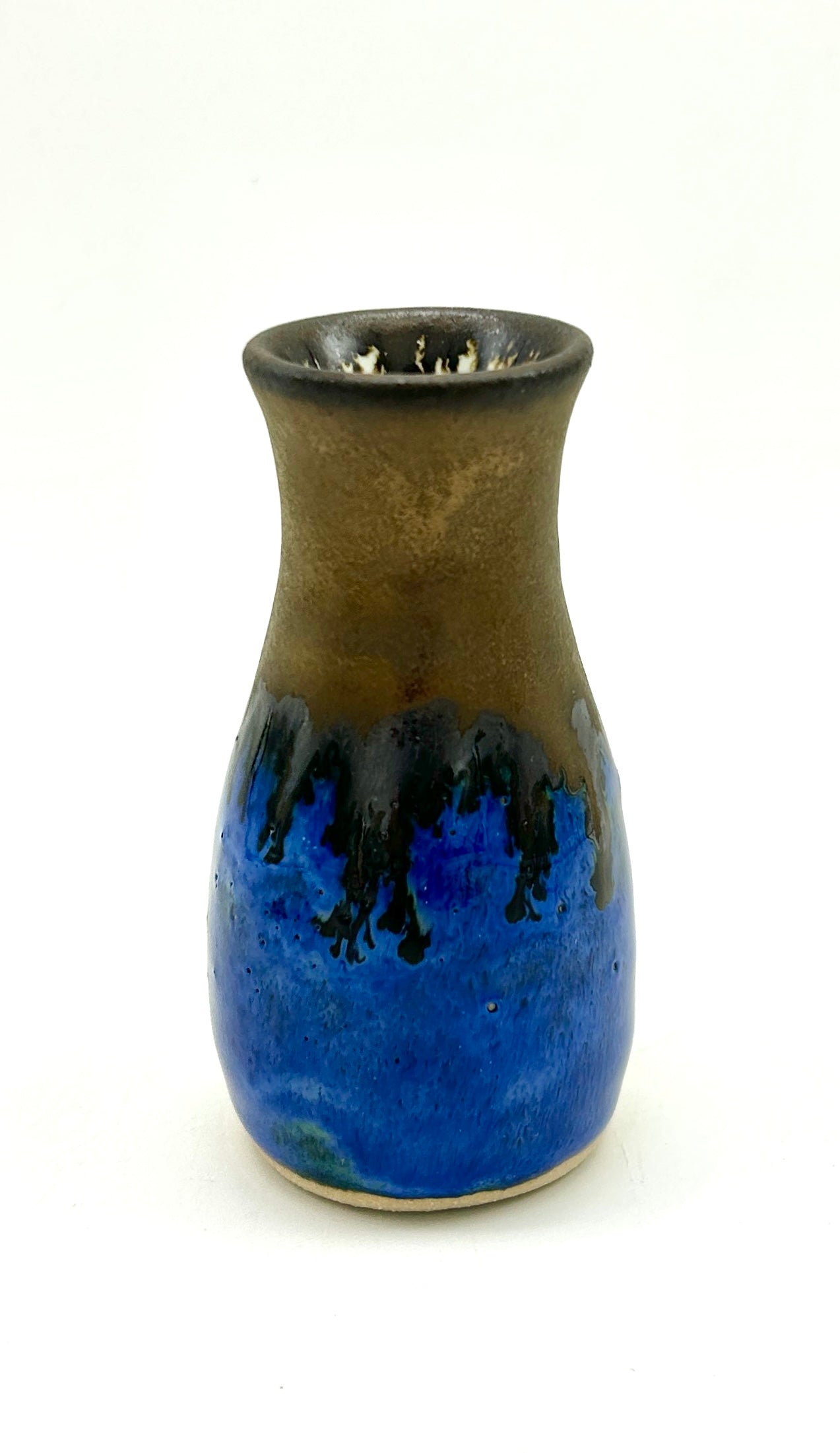 SECOND Tiny bud vase in blue and metallic gold