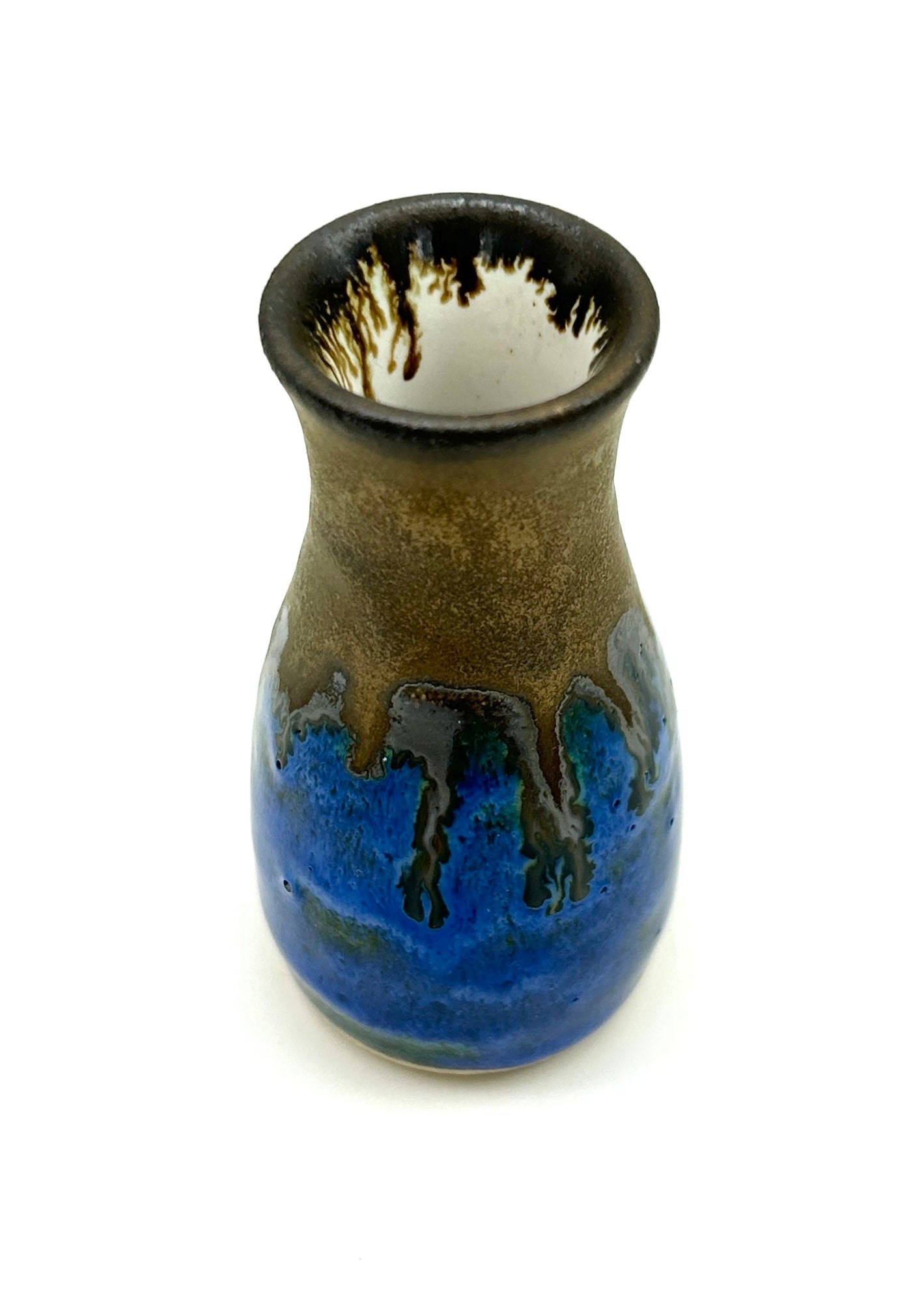 SECOND Tiny bud vase in blue and metallic gold