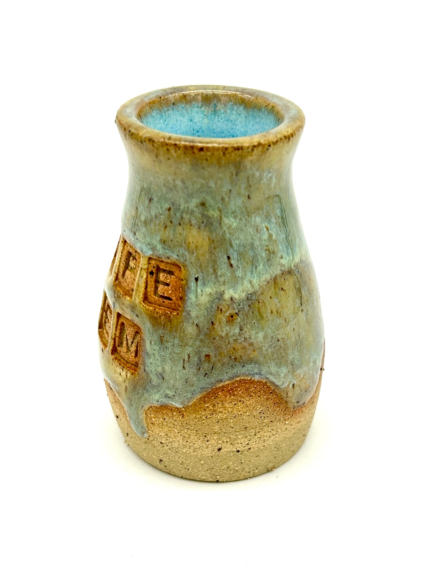 Micro 'carpe diem' bud vase in toasty clay